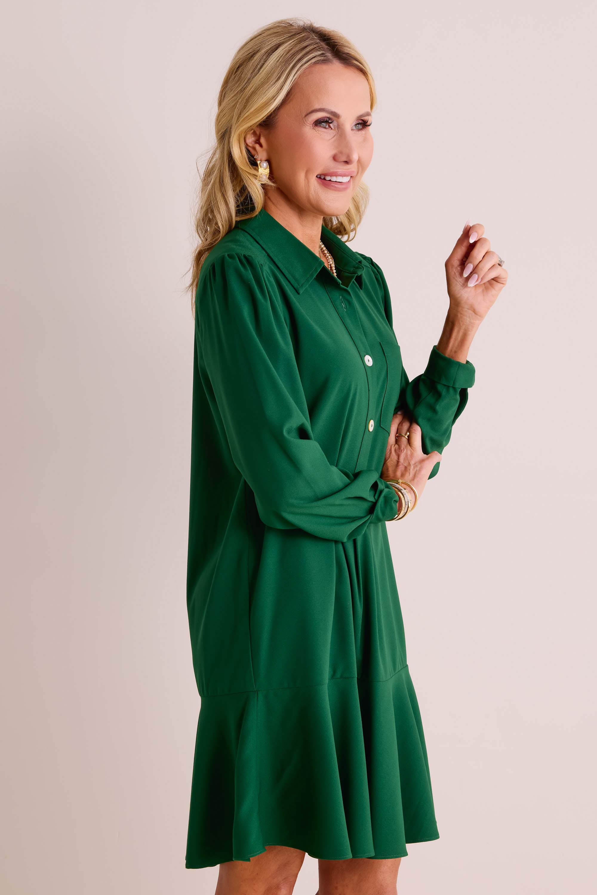 Meagan Dress- Hunter Green