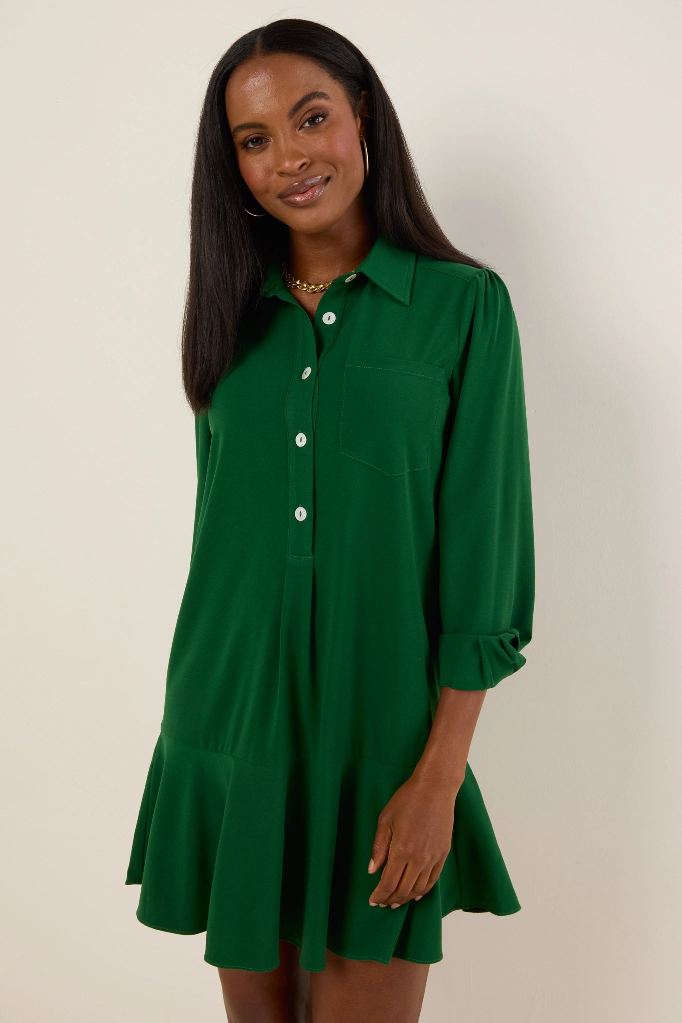 Meagan Dress- Hunter Green
