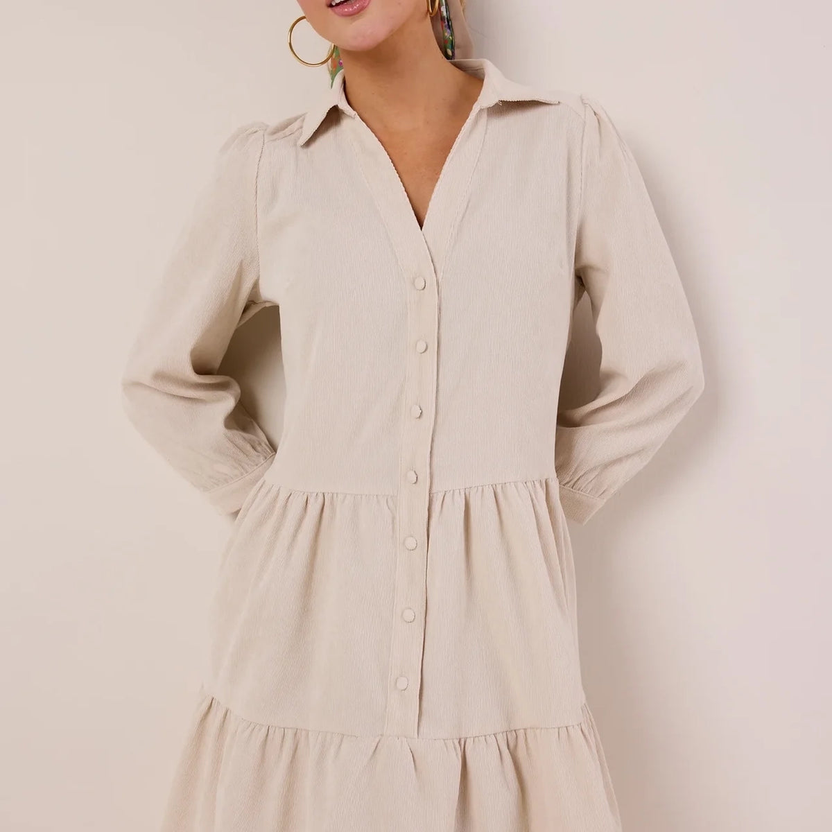 slim fit dress slacks Retro Radiance V-Neck Corduroy Dress – ModCloth