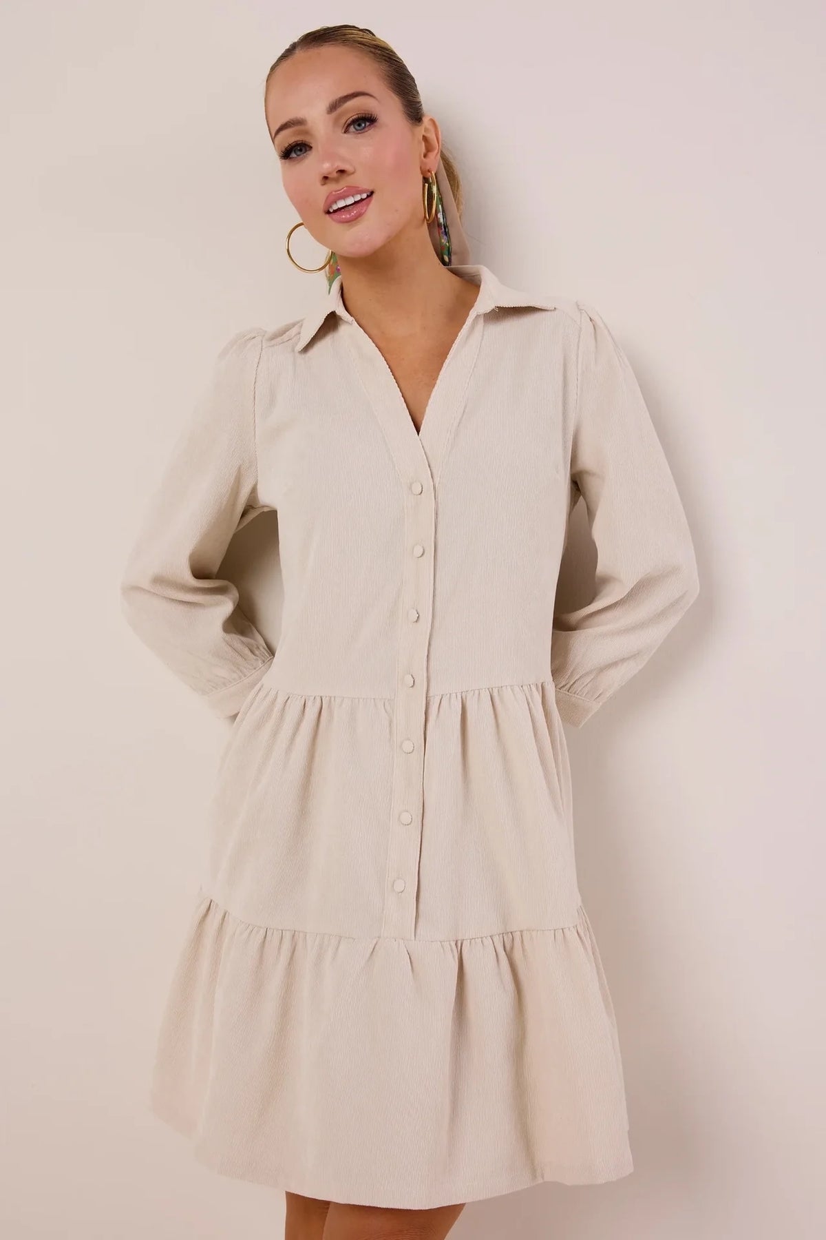 Wanda Cream Corduroy Dress
