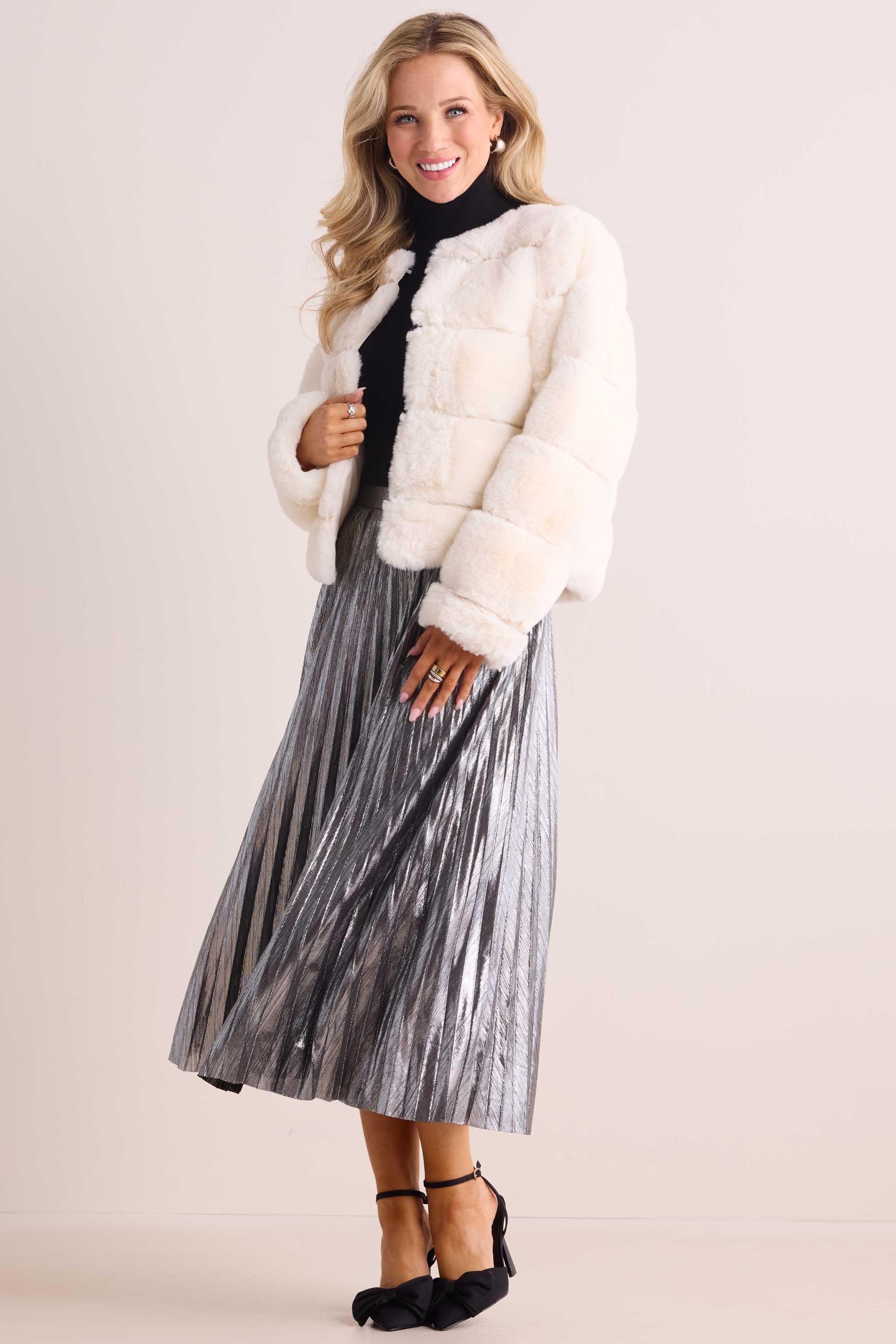 Janet Faux Fur Jacket- Ivory