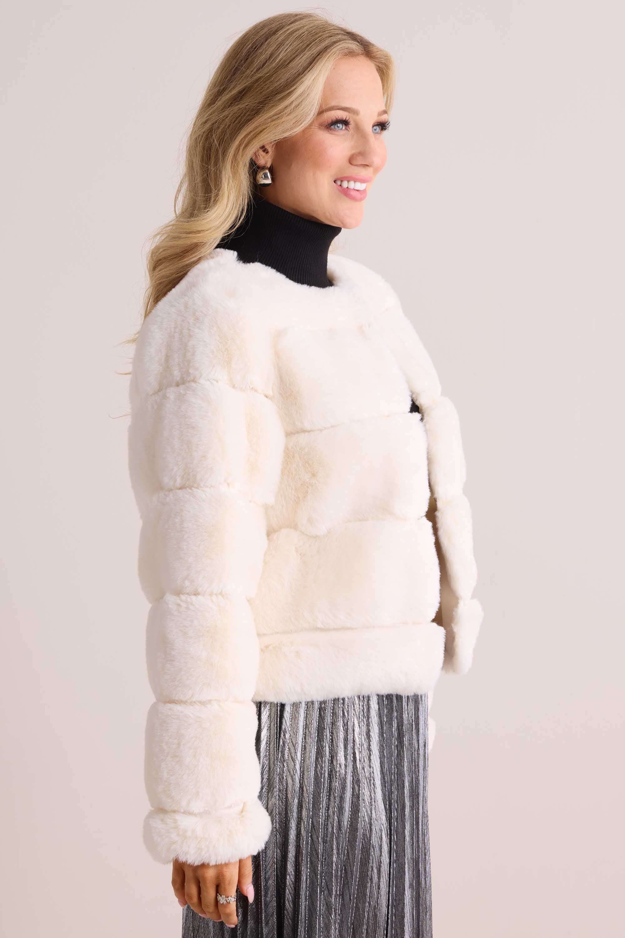 Janet Faux Fur Jacket- Ivory