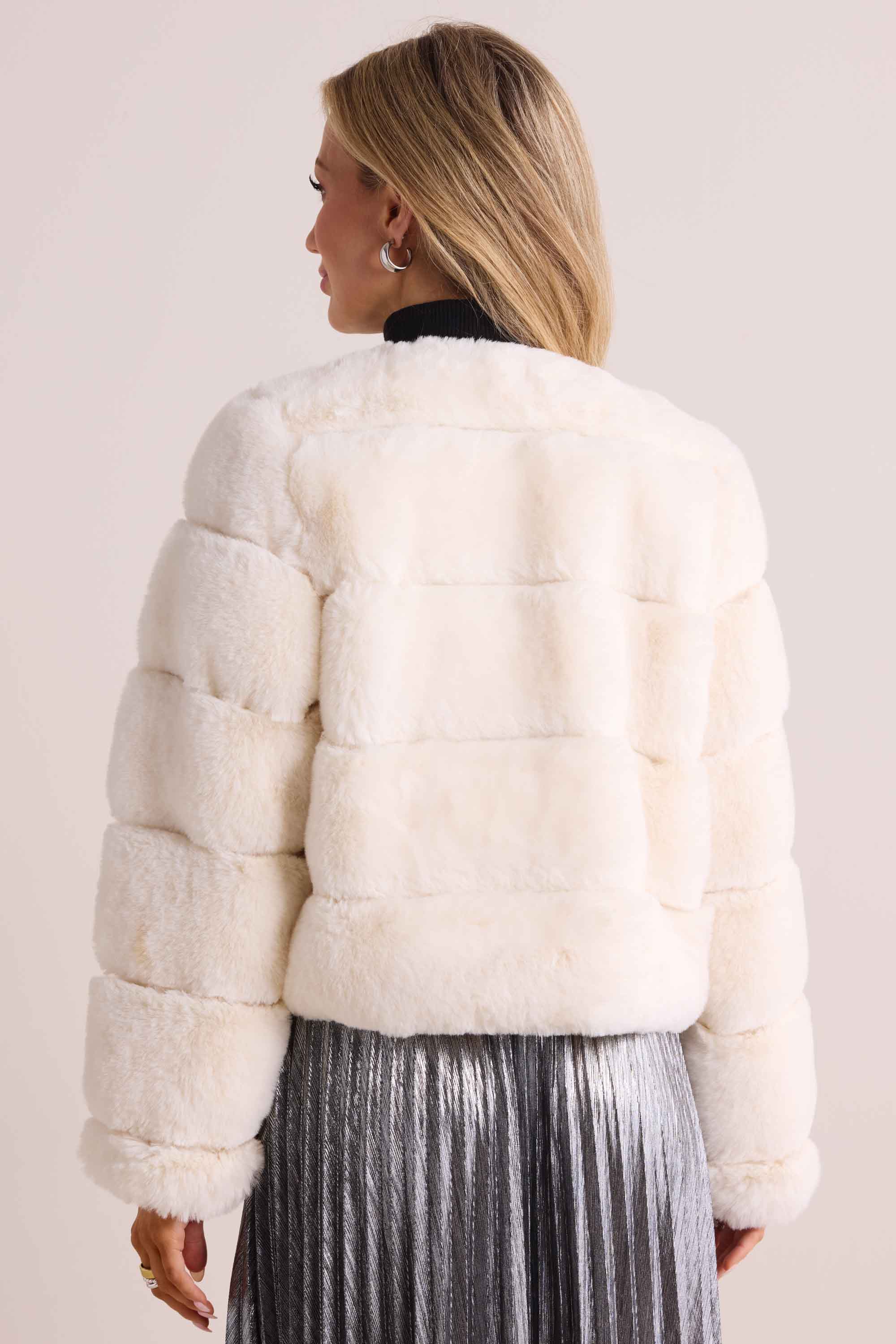 Janet Faux Fur Jacket- Ivory