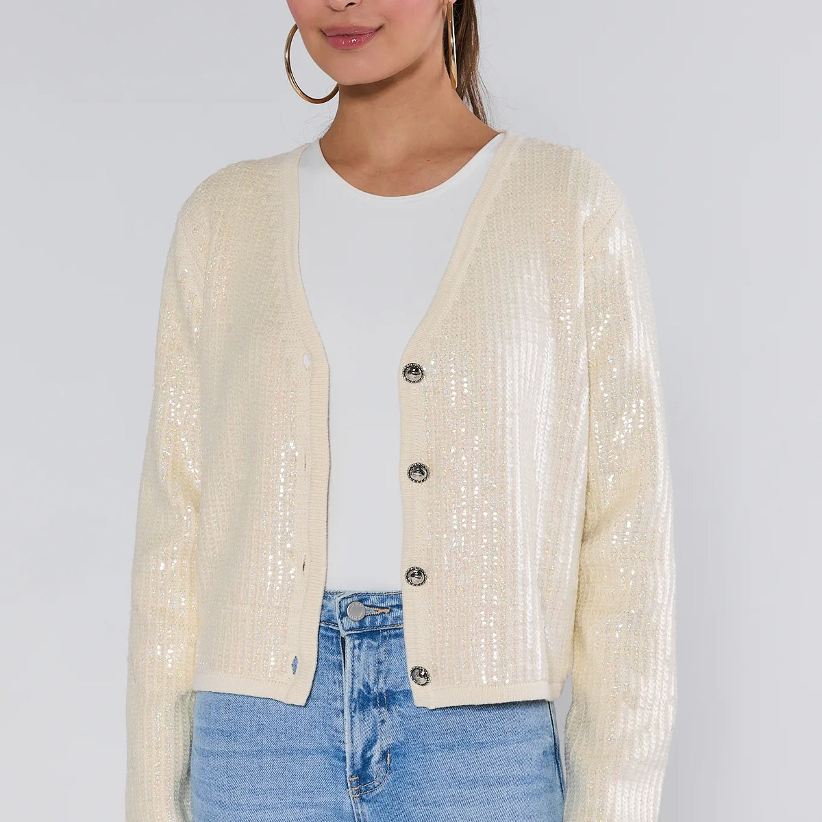 Libby Ivory Sequin Cardigan | Avara