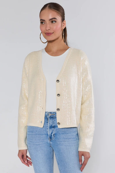 Libby Ivory Sequin Cardigan | Avara