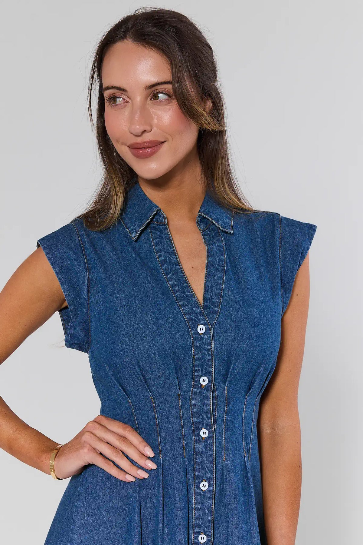 denim summer dress Shirt Midi Denim Dress Button up Denim Dress Sleeveless Shirt Dress Grunge Denim Dress Medium Size Dress line silhouette Women's Denim Midi Dress |