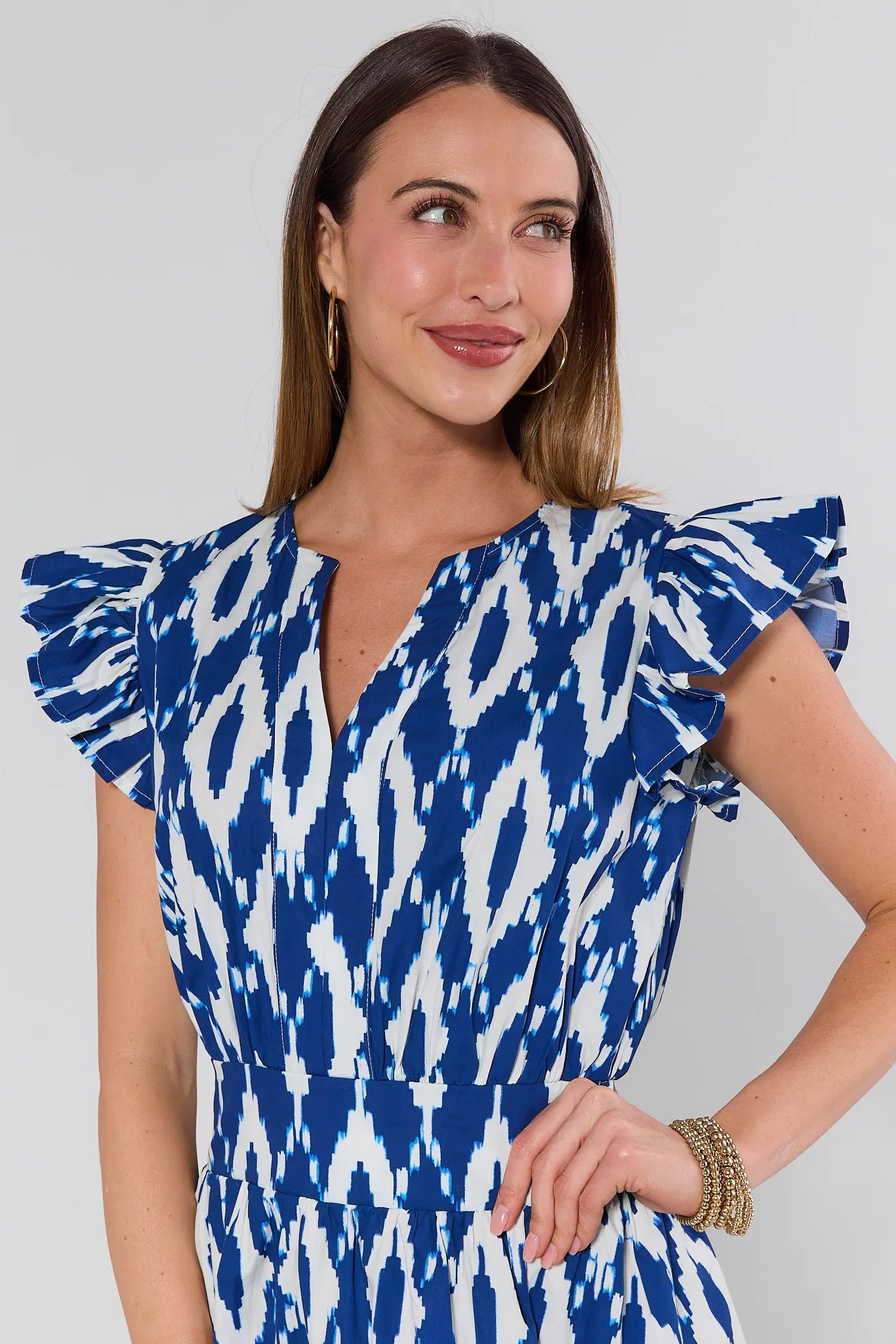 Cheryl Blue Printed Short Dress