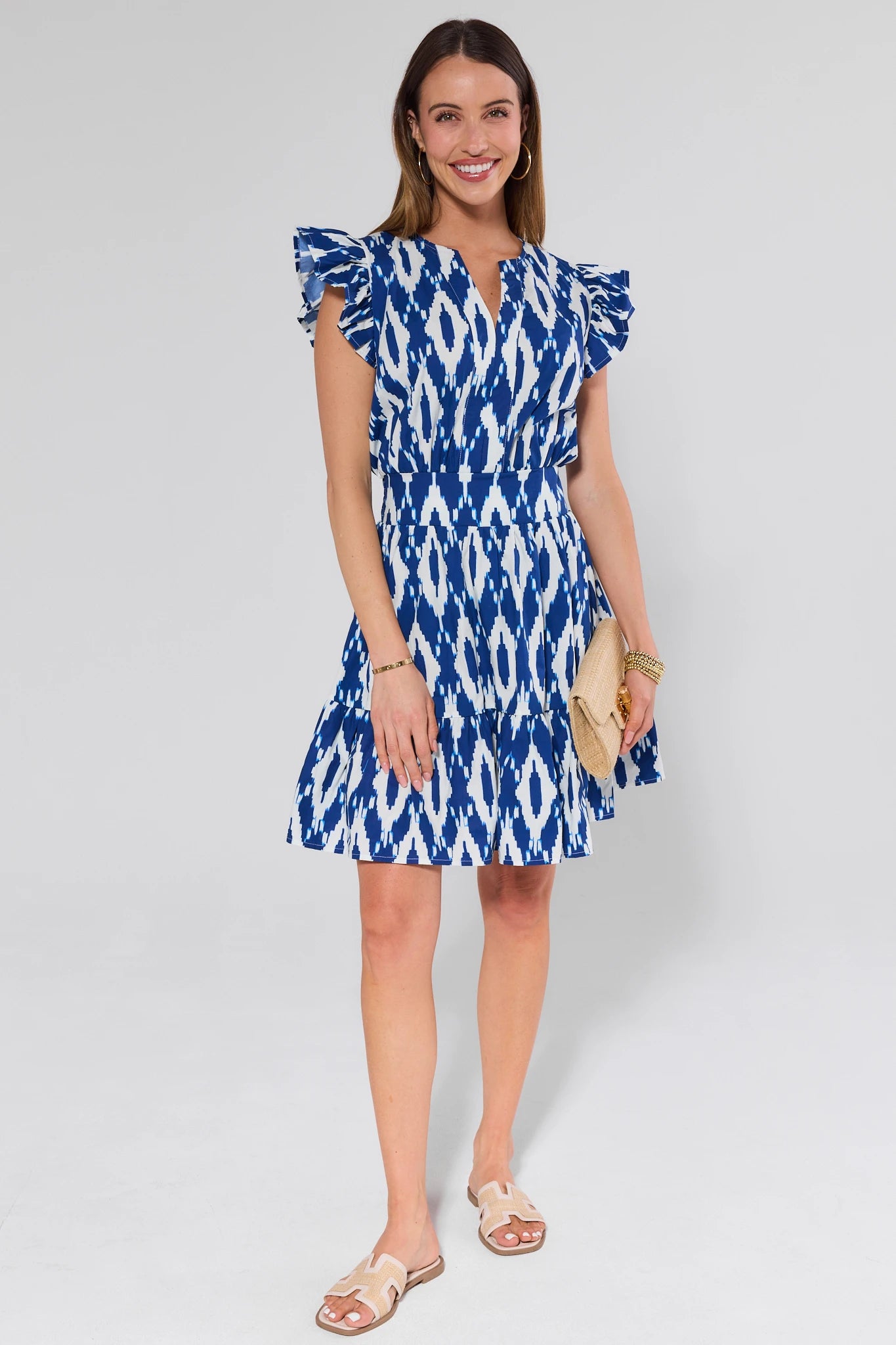 Cheryl Blue Printed Short Dress