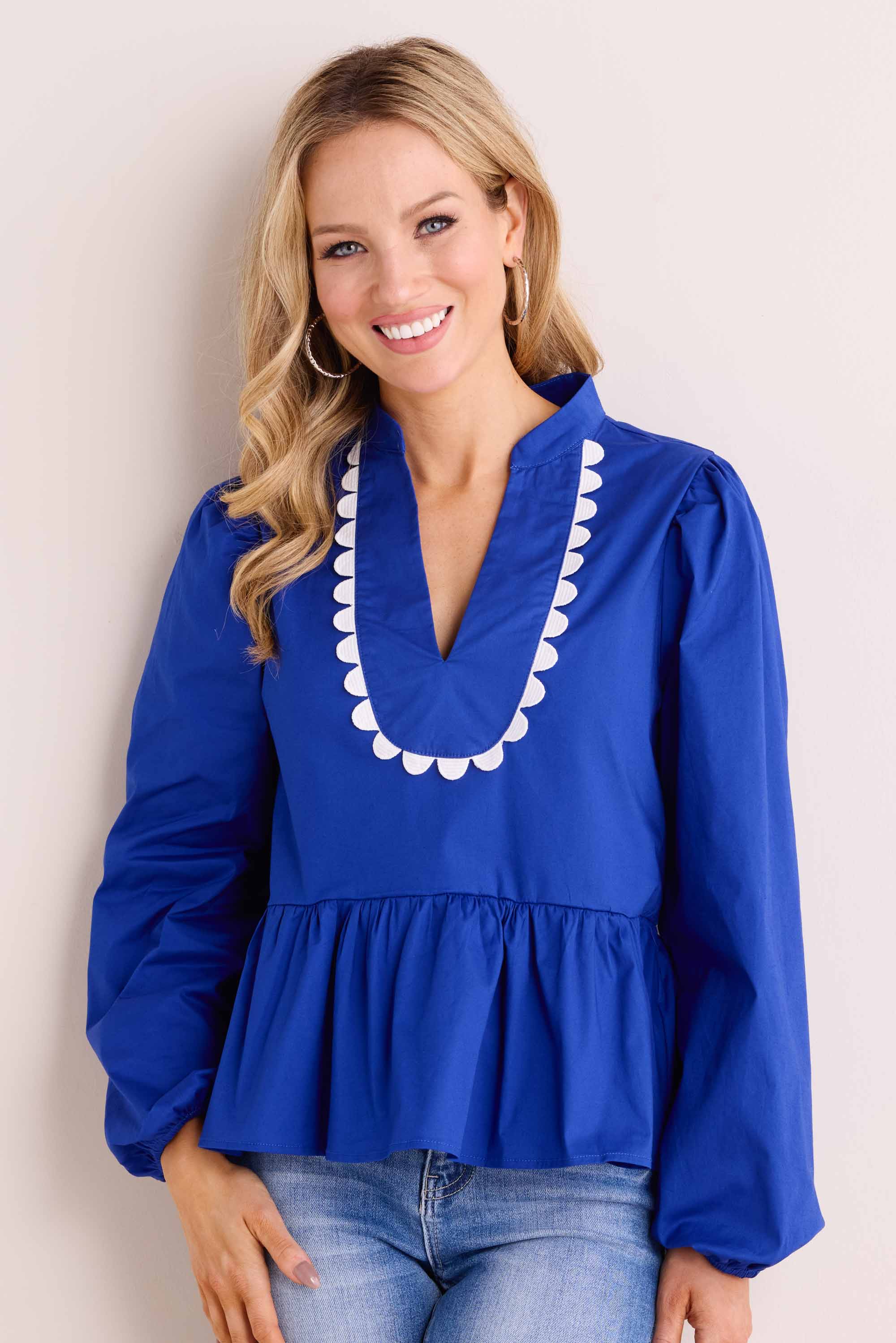 Alessandra Top- Long Sleeve- Blue