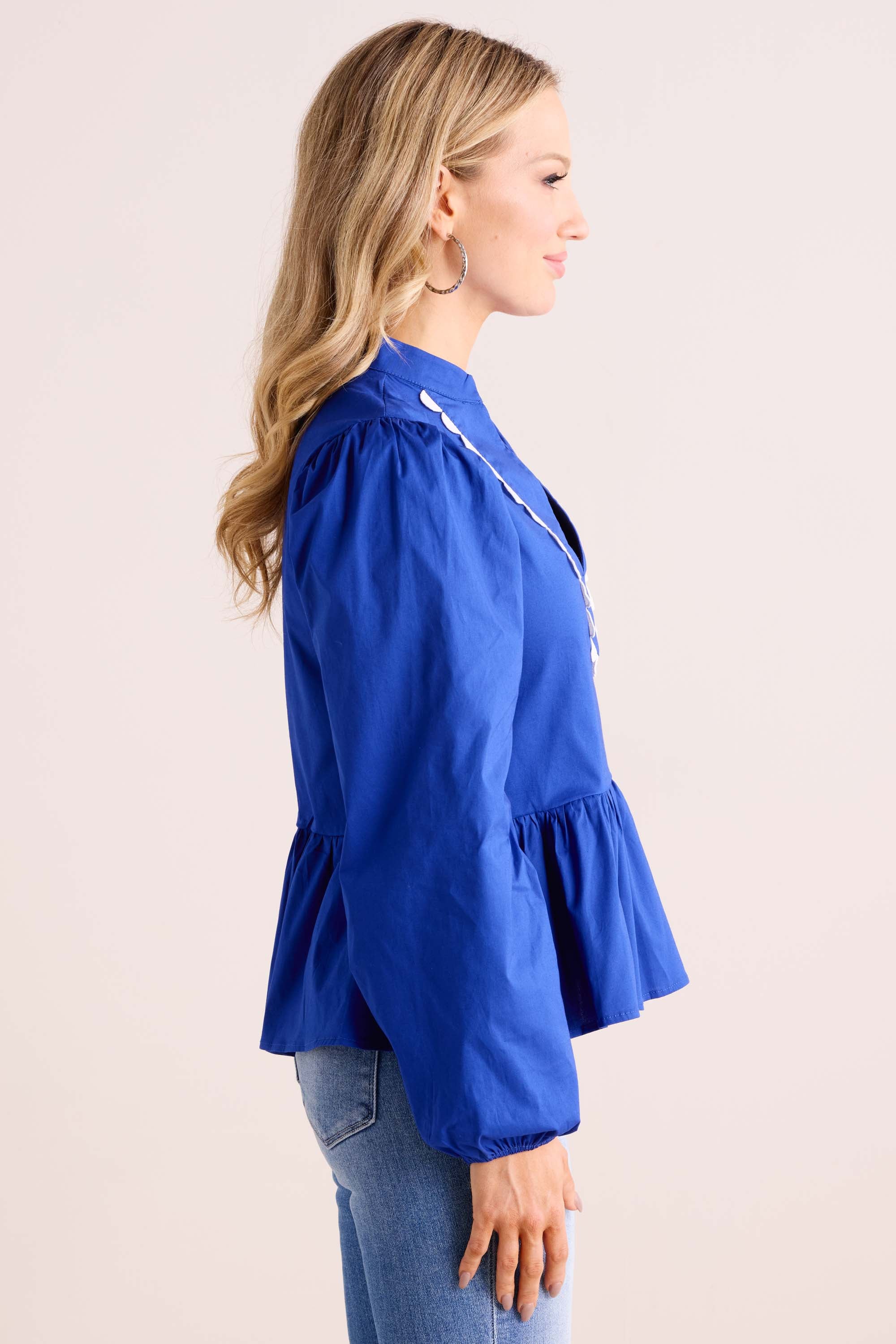 Alessandra Top- Long Sleeve- Blue