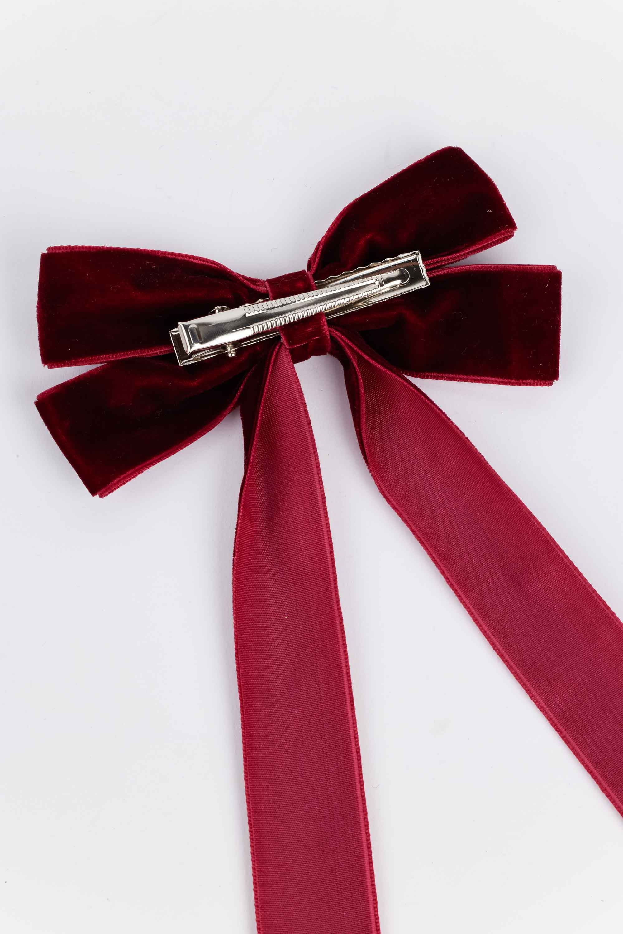 Lizzie Bow Clip- Burgundy