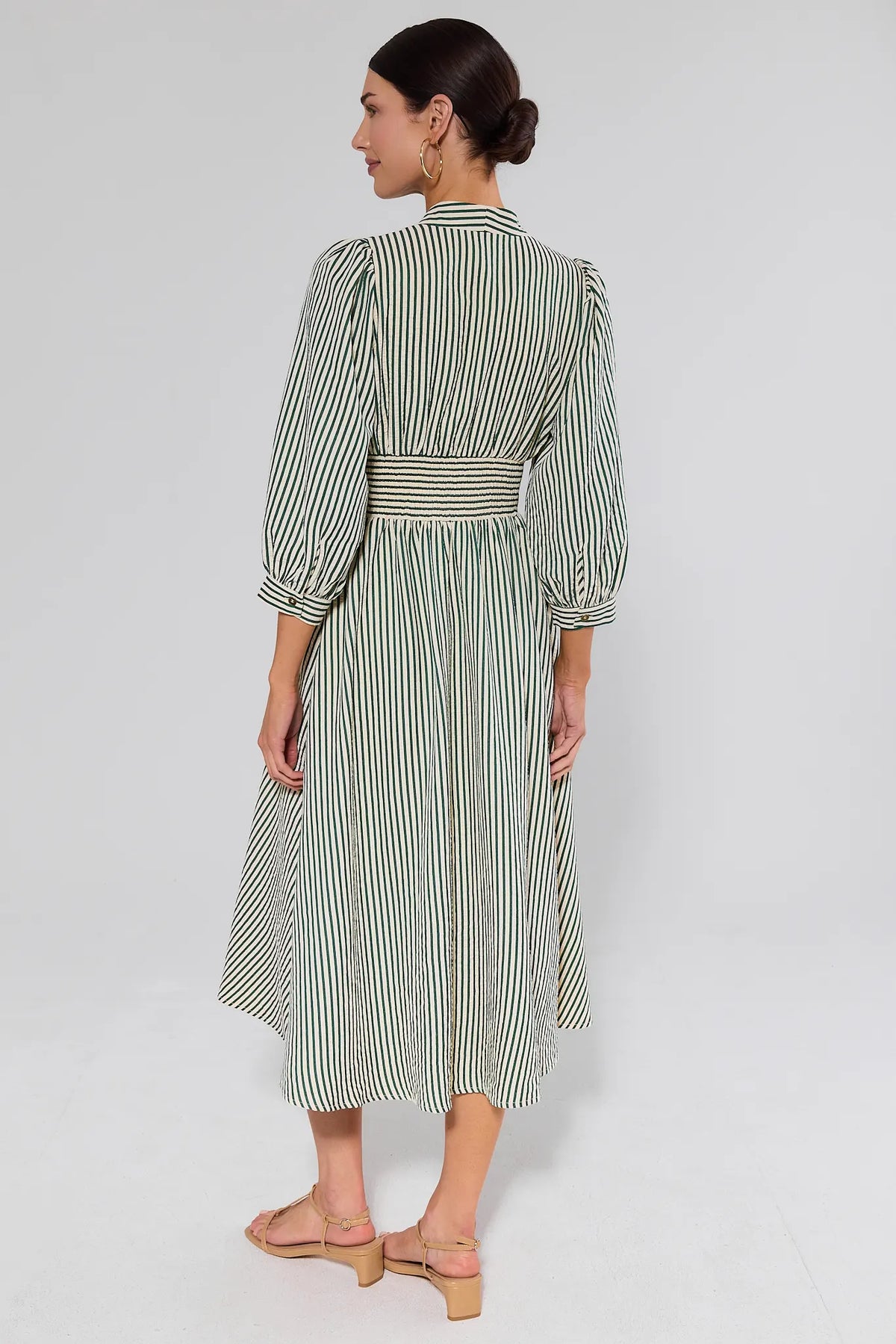 Brantley Green Striped Midi Dress | Women's Clothing