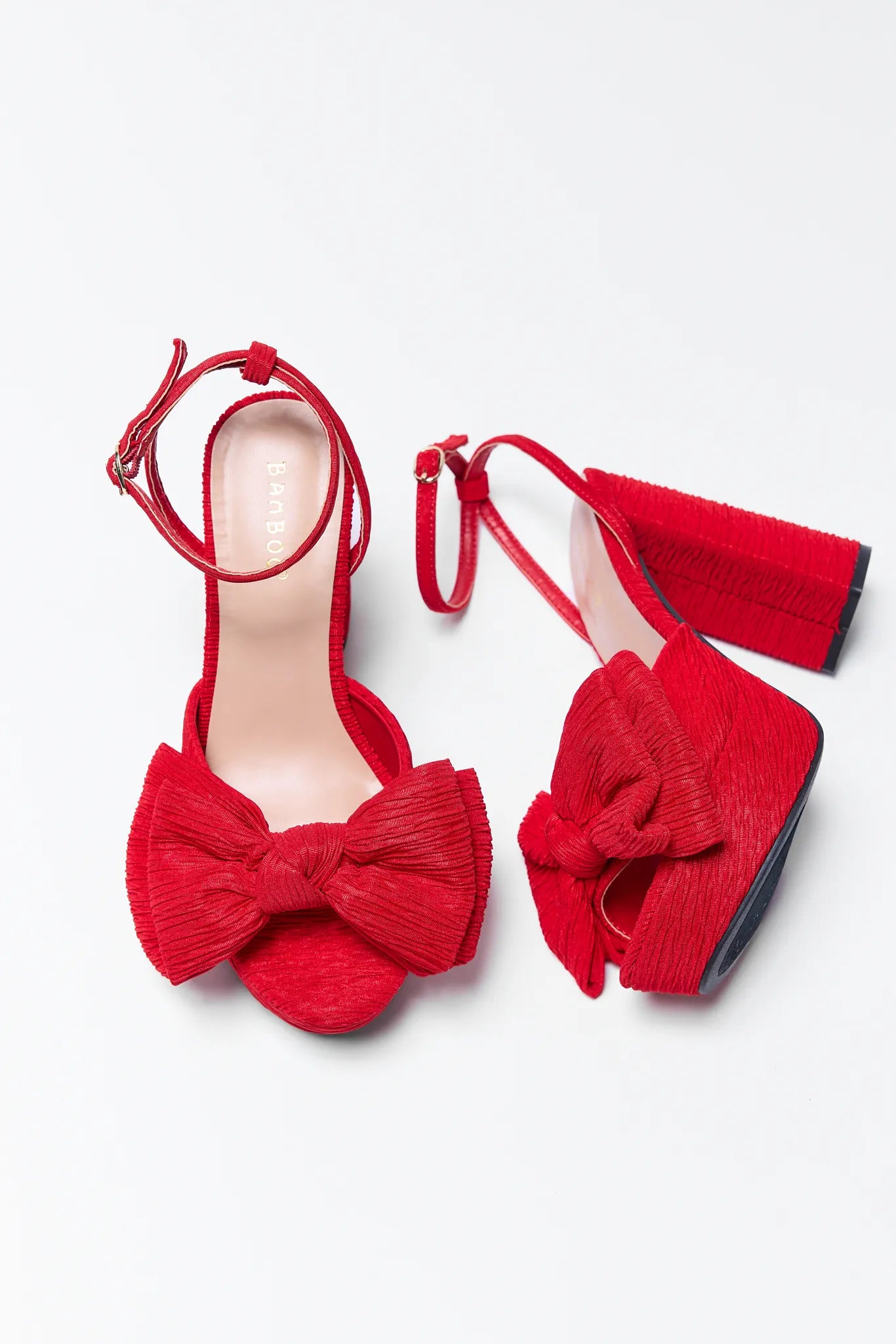 Nicole Red Platform Heels on a white background