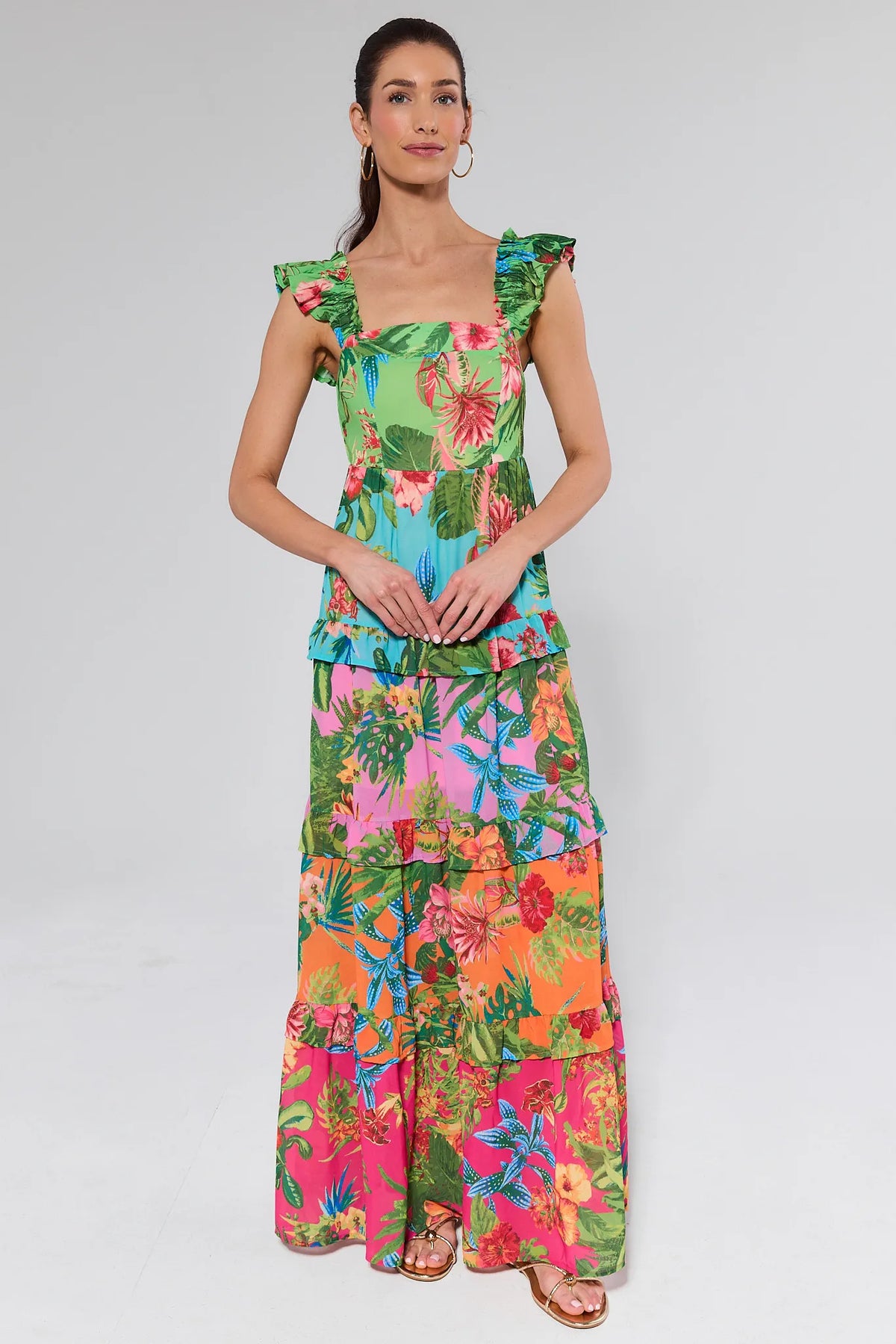 colorful floral maxi dress Ivy Multi Floral Tiered Maxi Dress