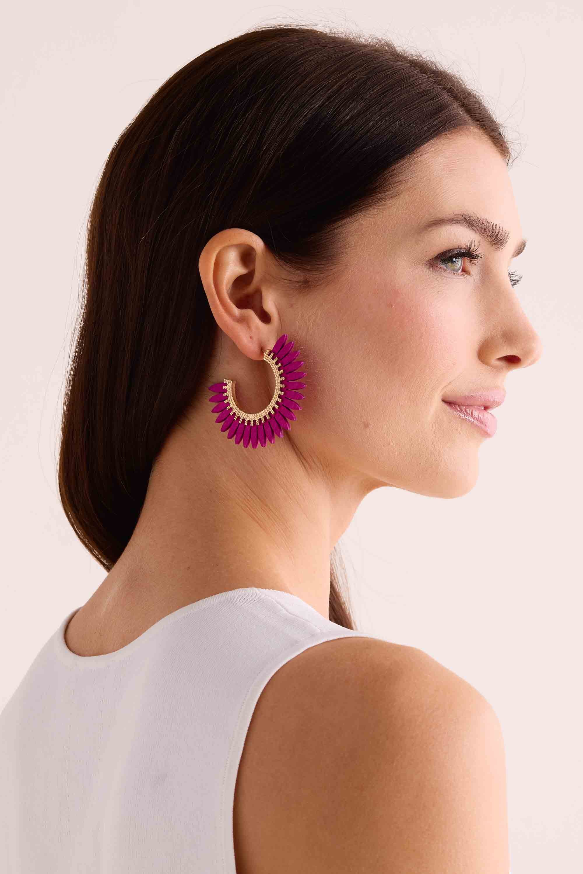 Erica Hoop Earrings- Plum