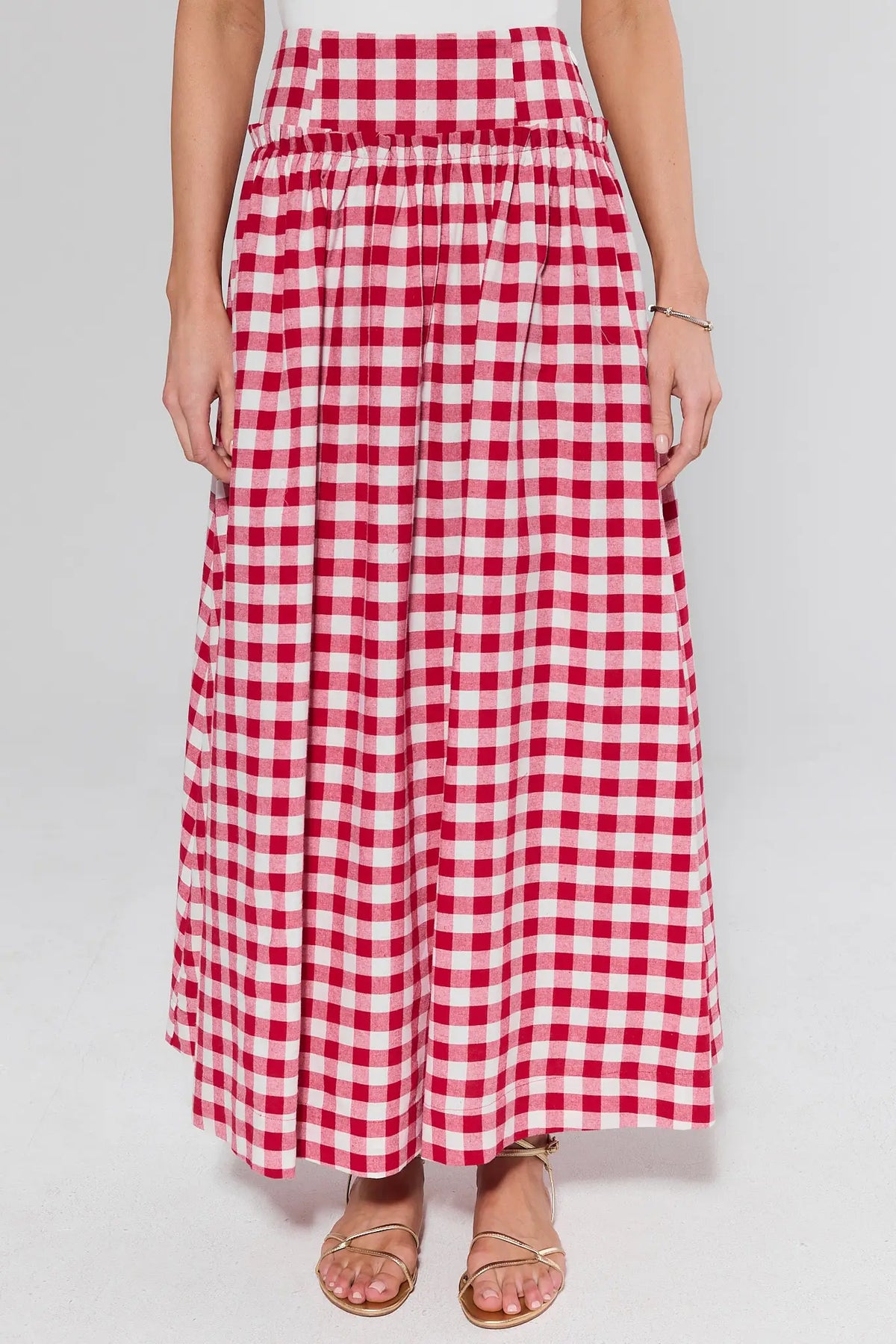 Red Gingham Maxi Skirt | Avara | Avara