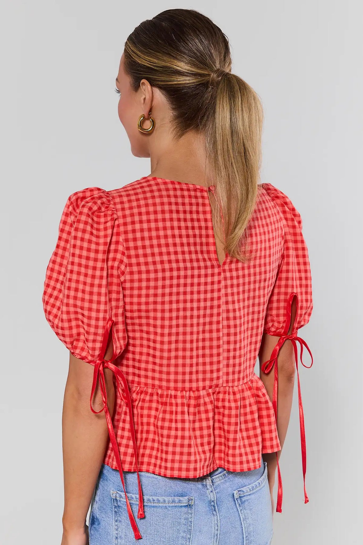 Red Gingham Peplum Top | Avara | Avara