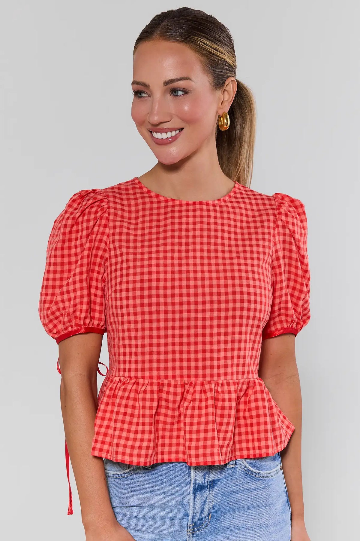 Red Gingham Peplum Top | Avara | Avara