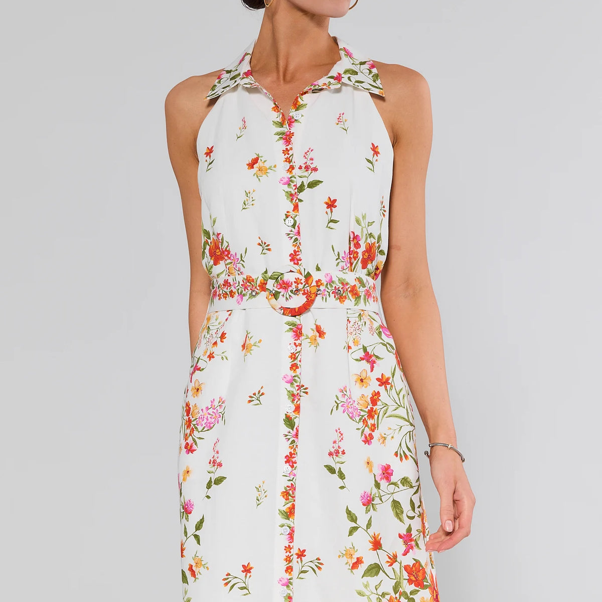 lilith midi dress Lilith White Floral Print Midi Dress | Women's Clothing