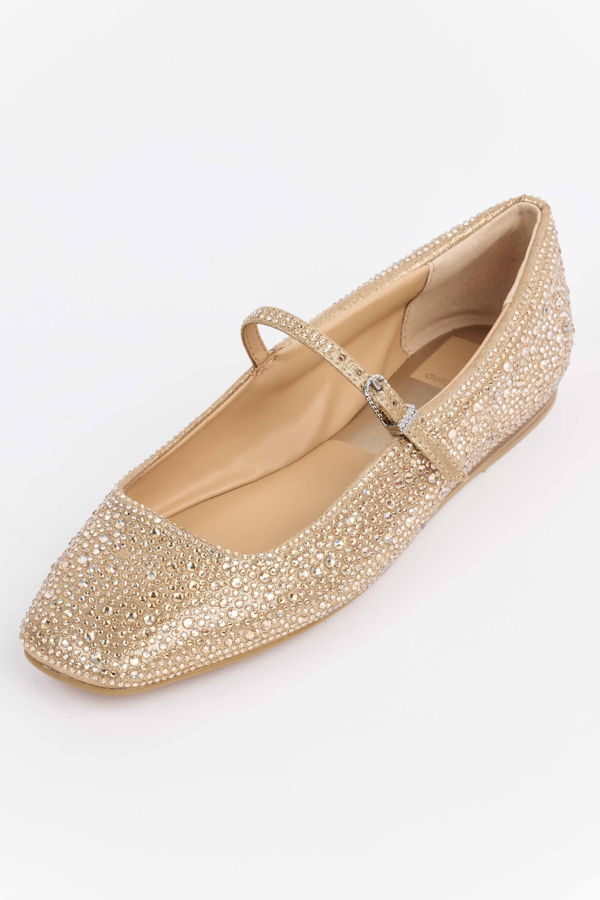 Reyes Ballet Flats- Gold Crystal by Dolce Vita