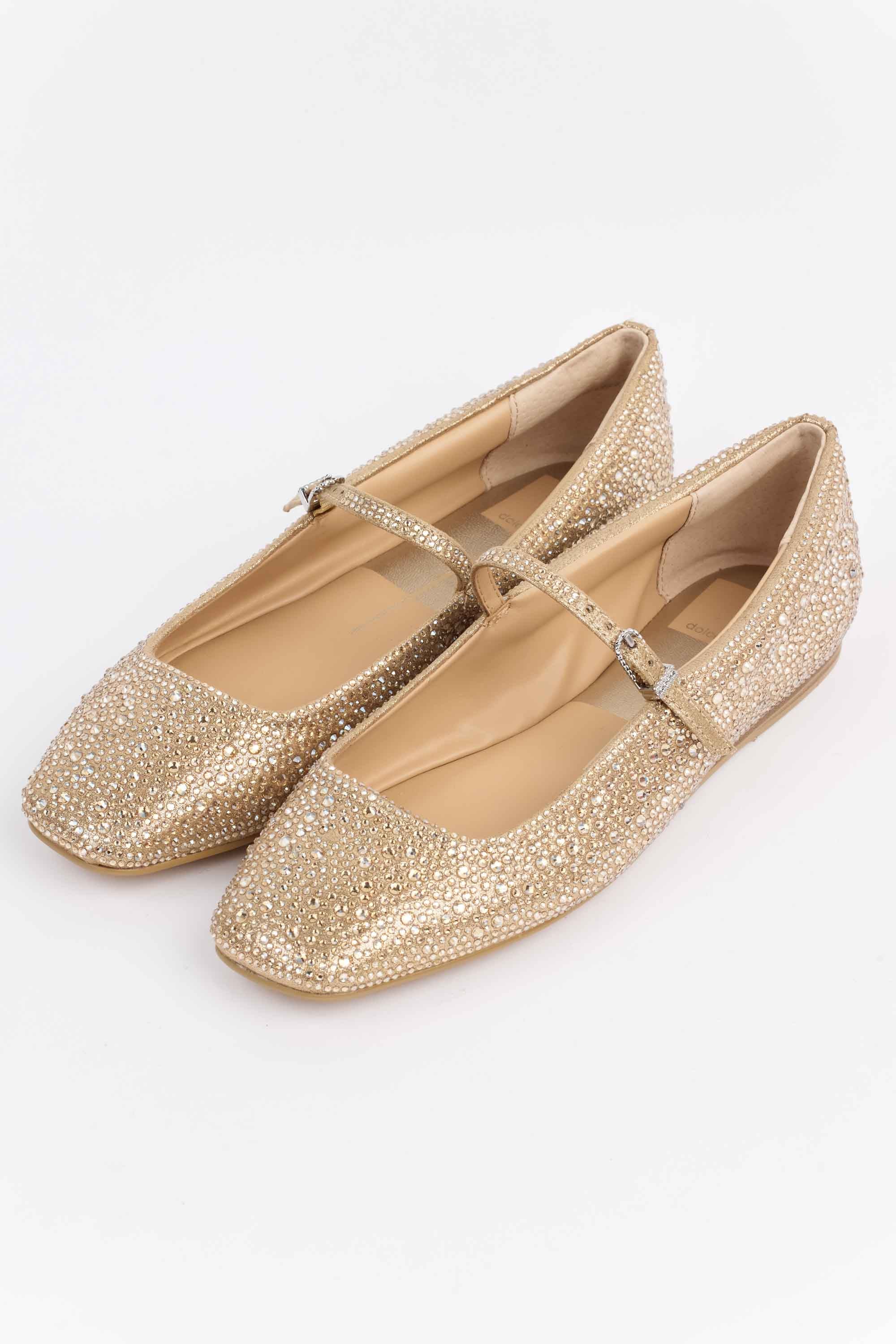 Reyes Ballet Flats- Gold Crystal by Dolce Vita