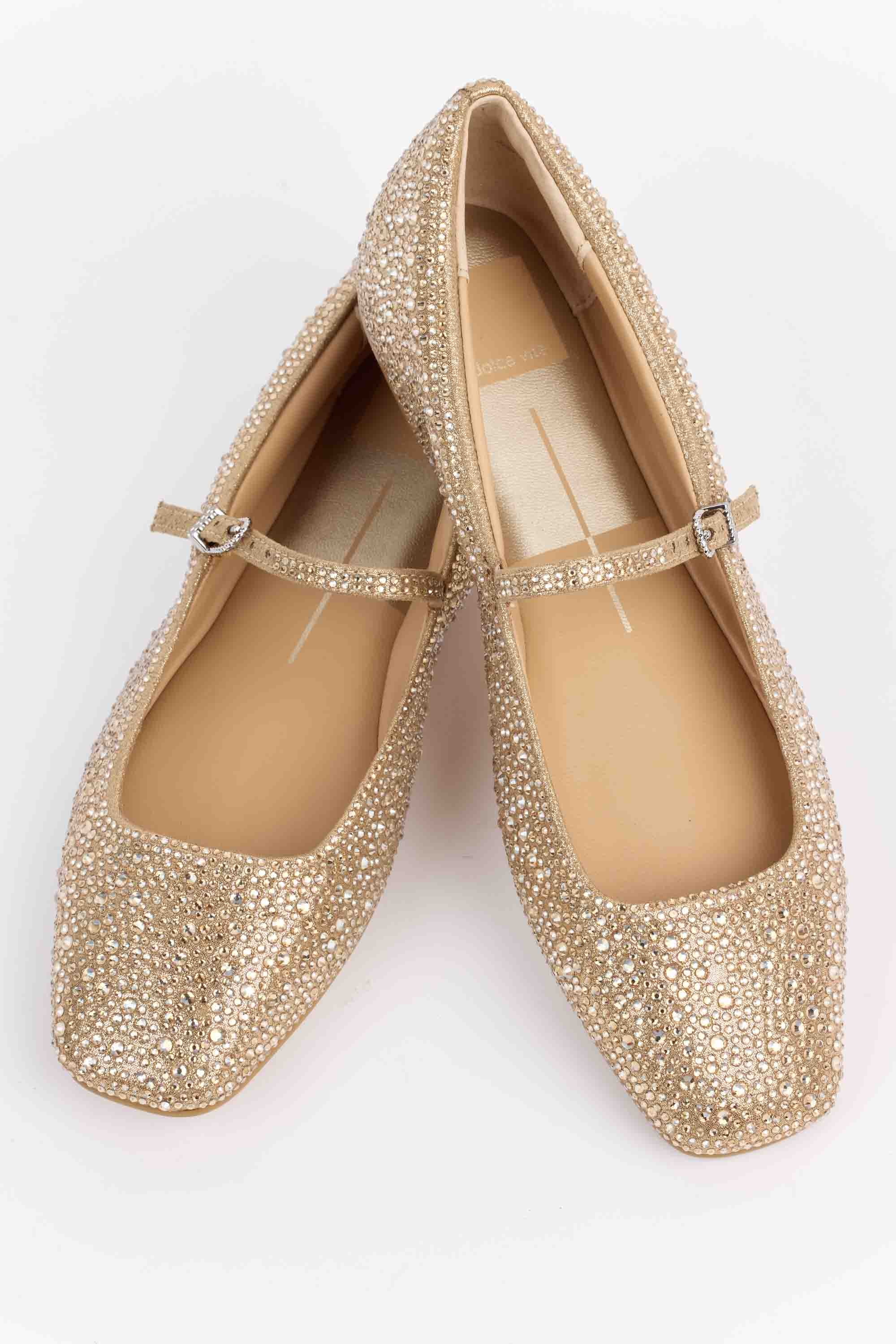 Reyes Ballet Flats- Gold Crystal by Dolce Vita