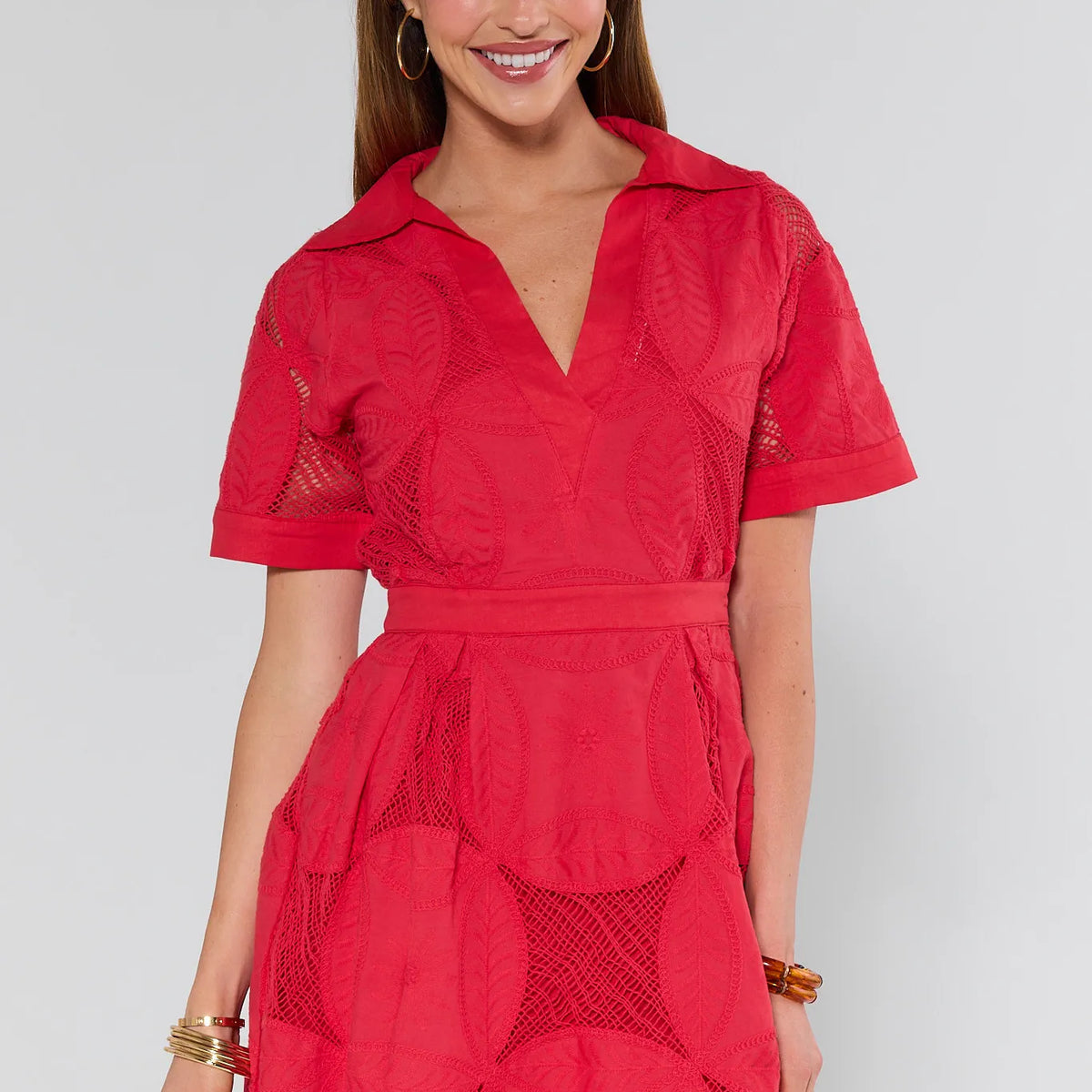 Annie Red Netted Short Dress | Women's Clothing
