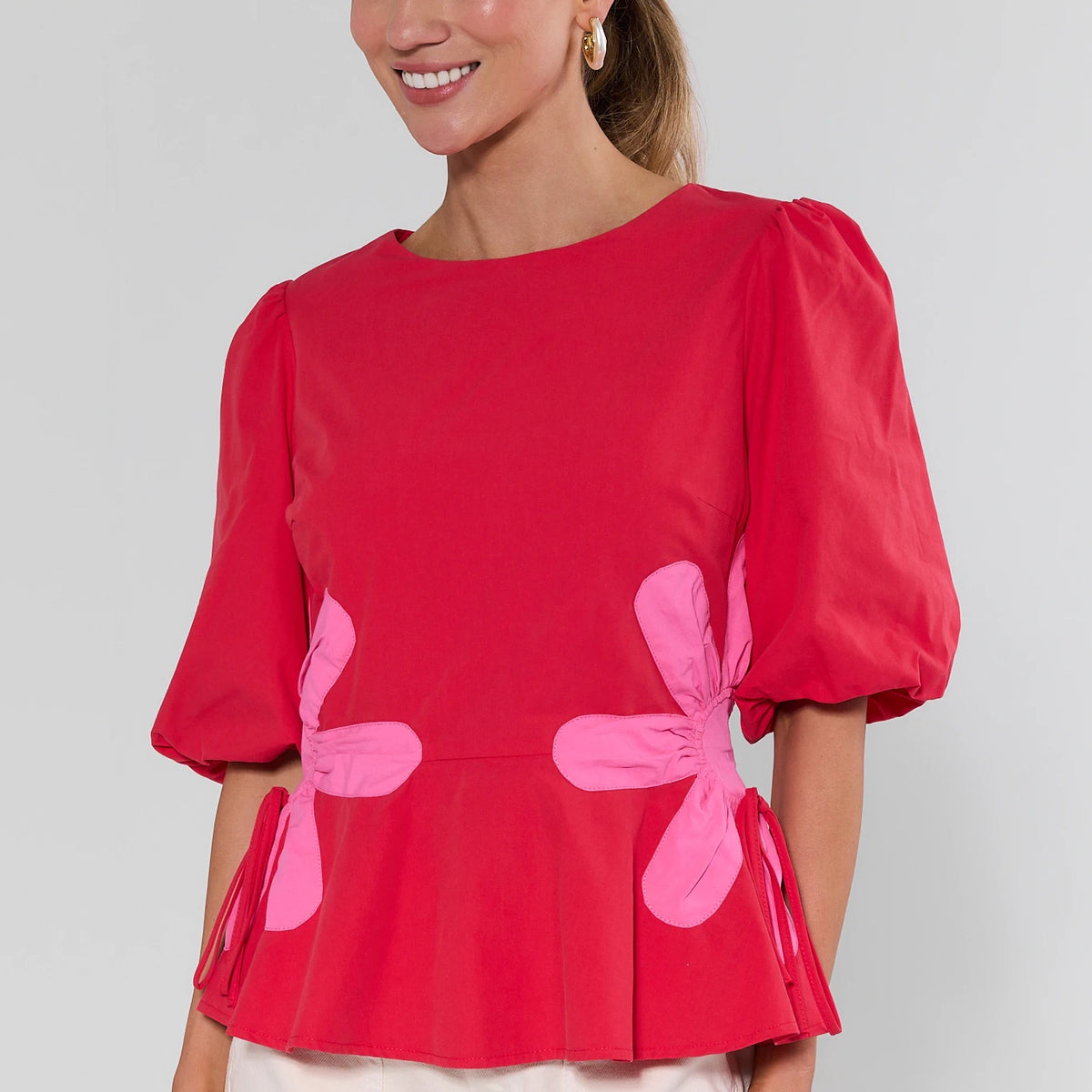 【1/12に削除】Bibiy. ROSIE PEPLUM TOP Izzie Red Peplum Top | Avara