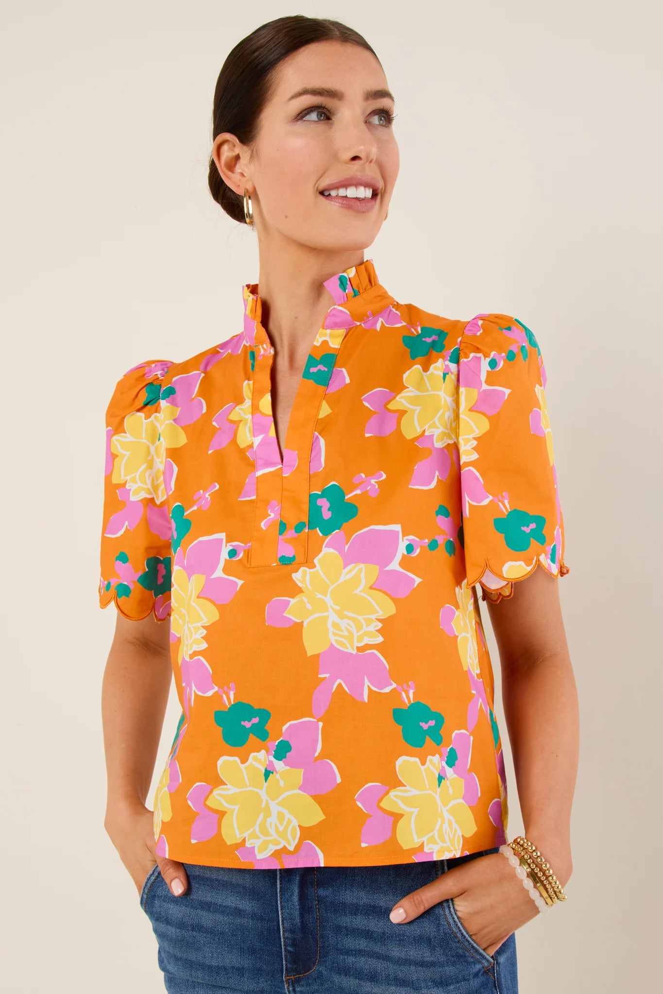 Vera Top- Orange Multi