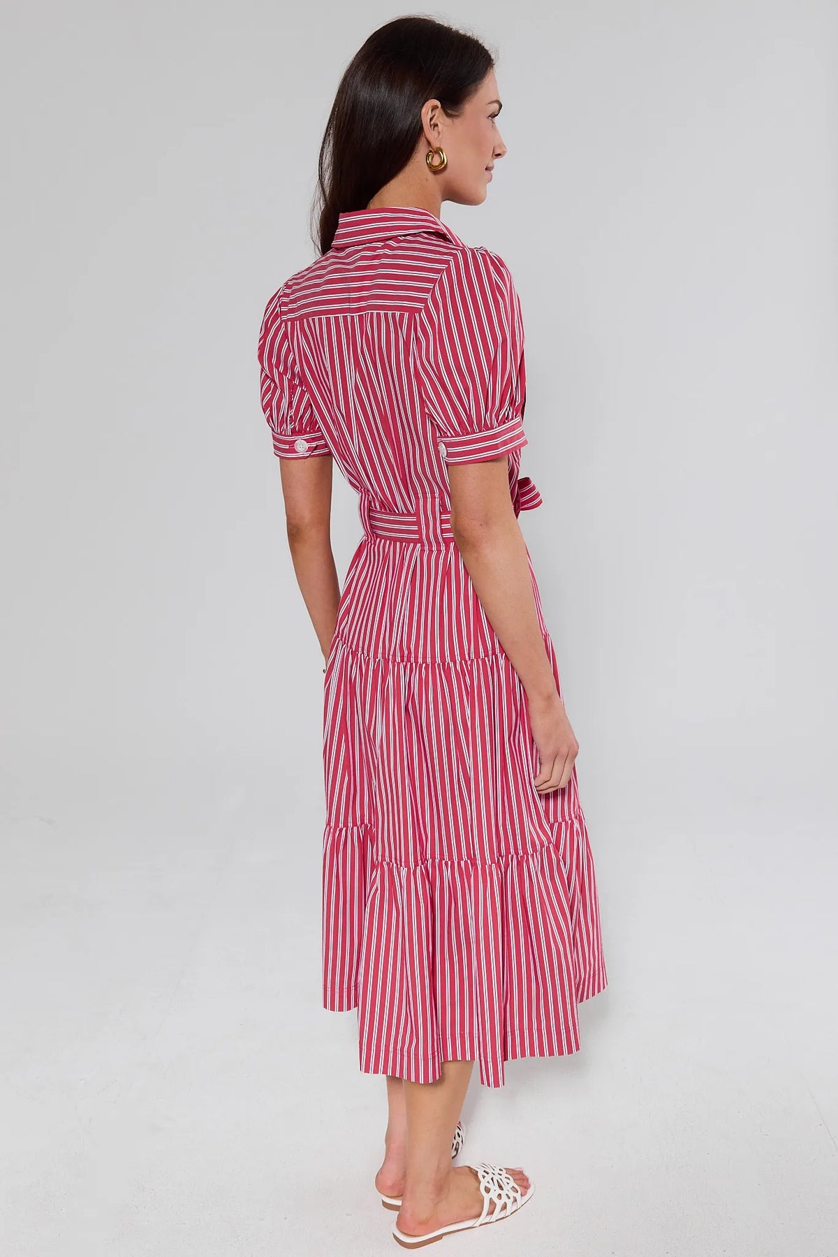 Lynette Red Striped Midi Dress