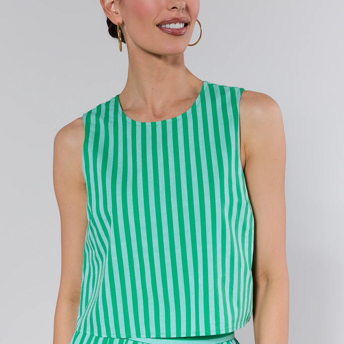 Claire Green Striped Tank Top | Avara