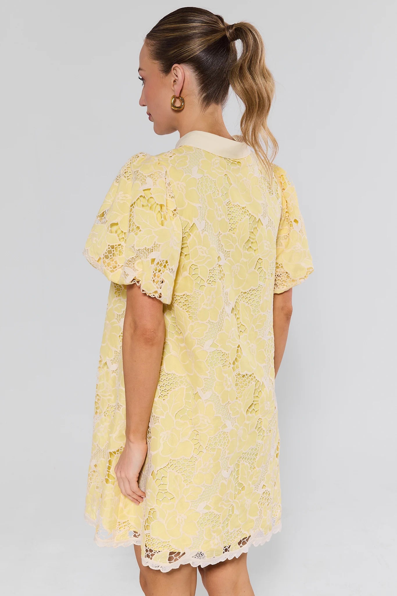 Tessie Yellow Lace Short Dress | Avara Tessie Yellow Lace Short Dress | Avara