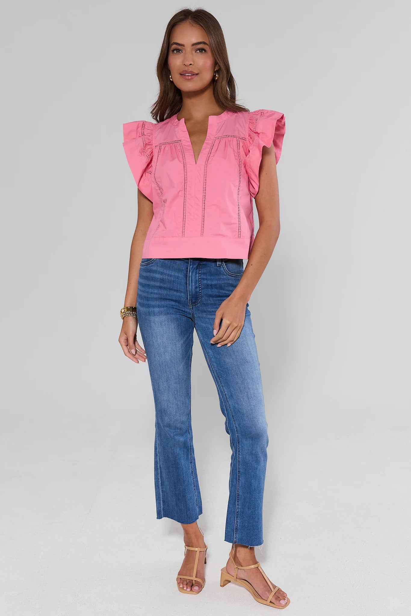 Judith Pink Flutter Sleeve Top | Avara
