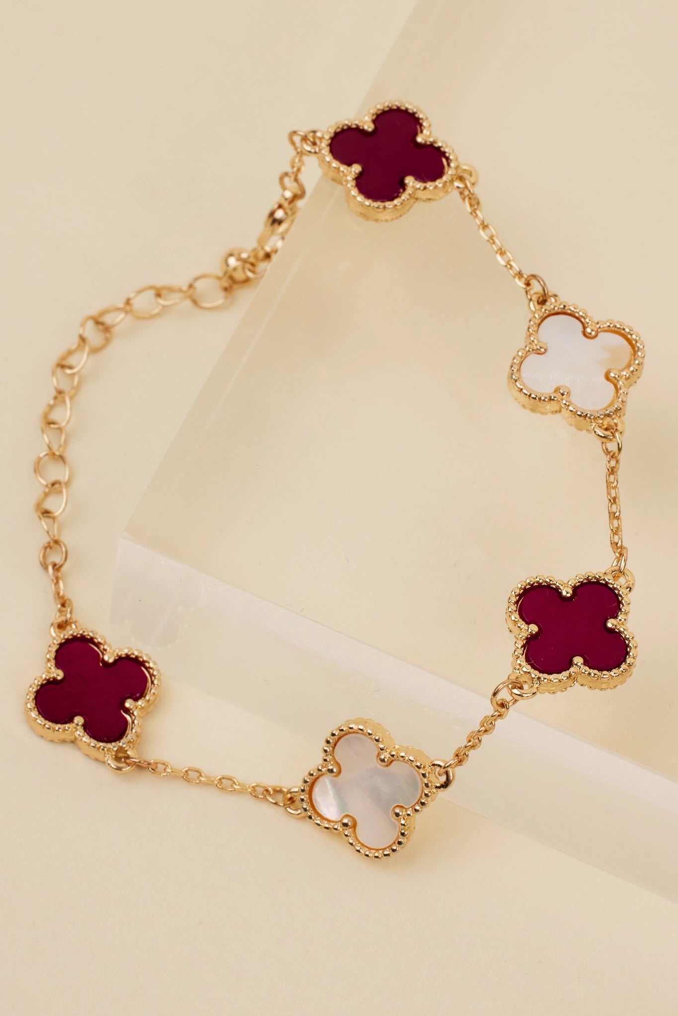 Layne Bracelet- Burgundy/White