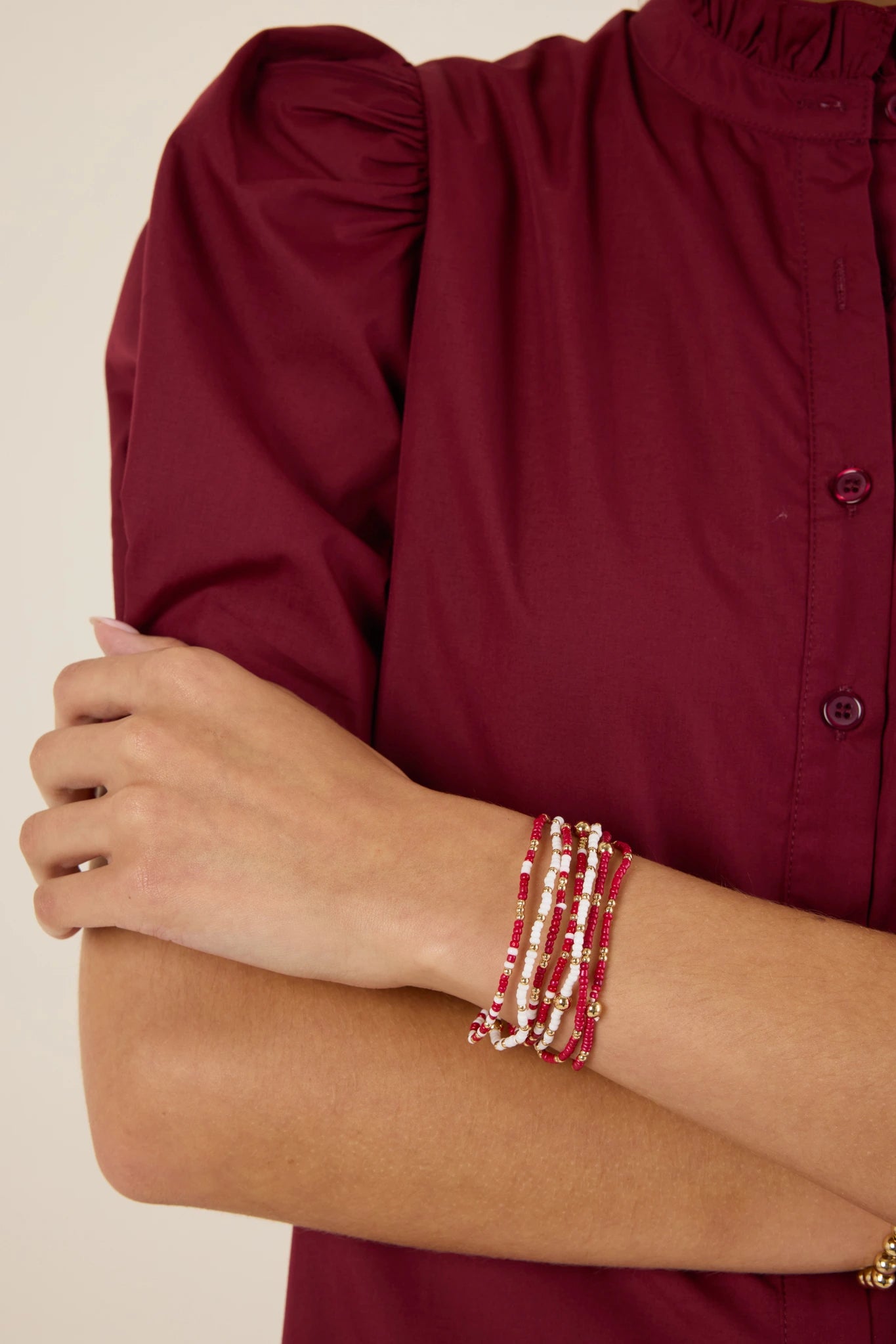Meg Bracelets- Burgundy/White