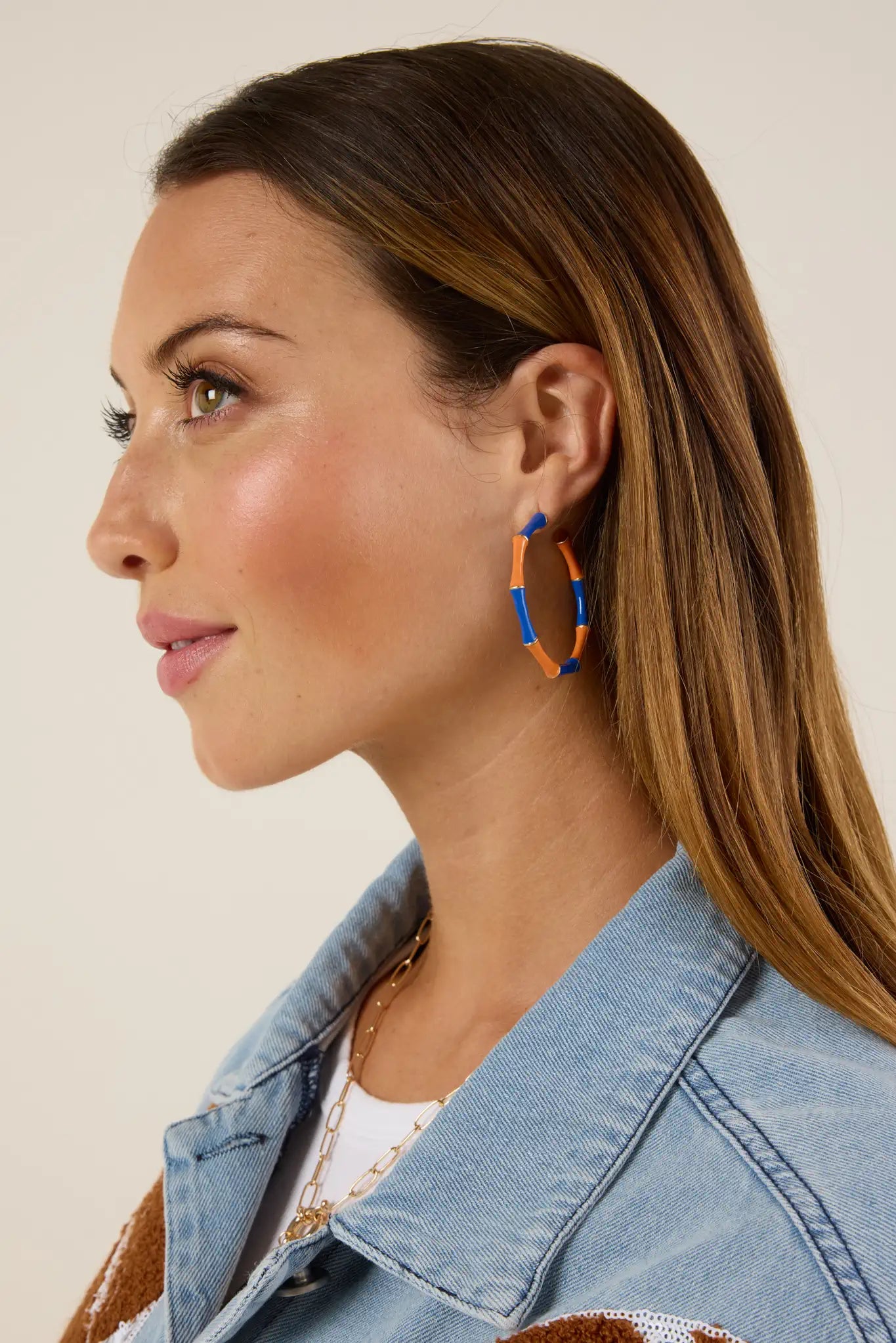 Francesca Hoop Earrings- Orange/Blue