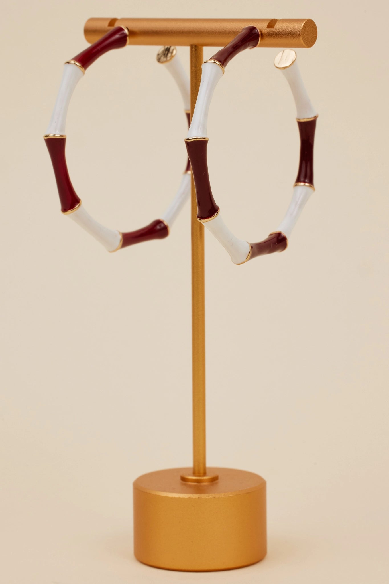 Francesca Hoop Earrings- Burgundy/White