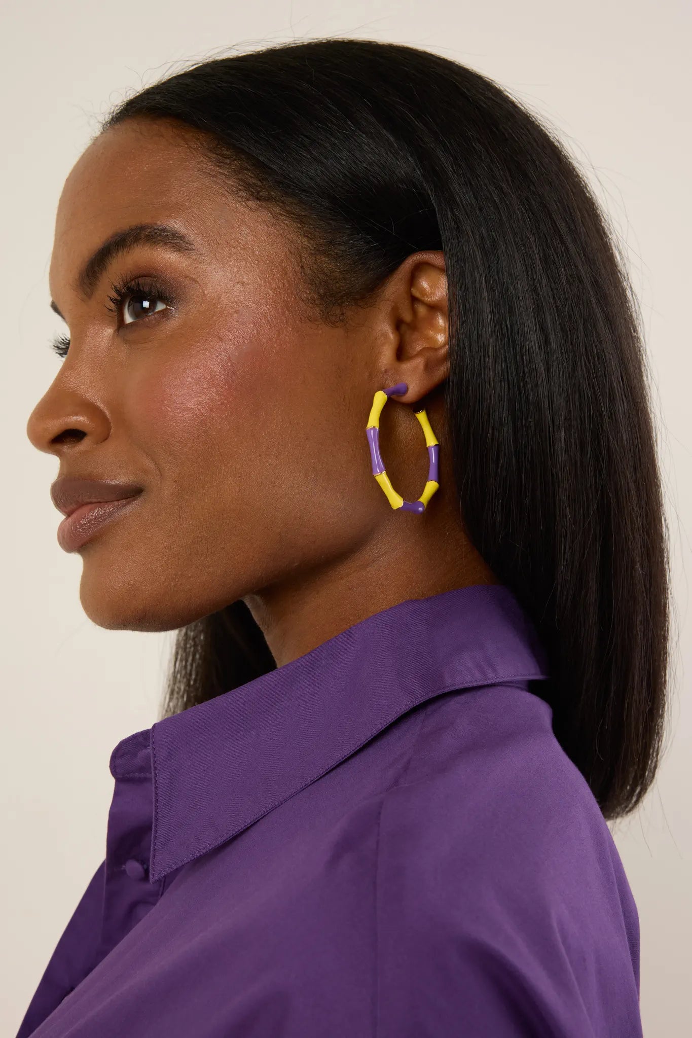 Francesca Hoop Earrings- Purple/Gold