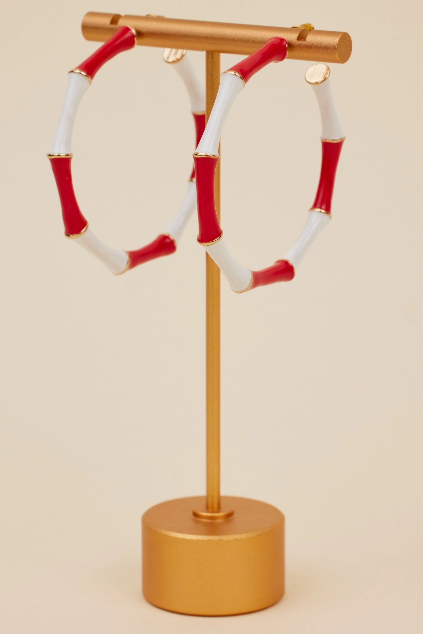 Francesca Hoop Earrings- Red/White