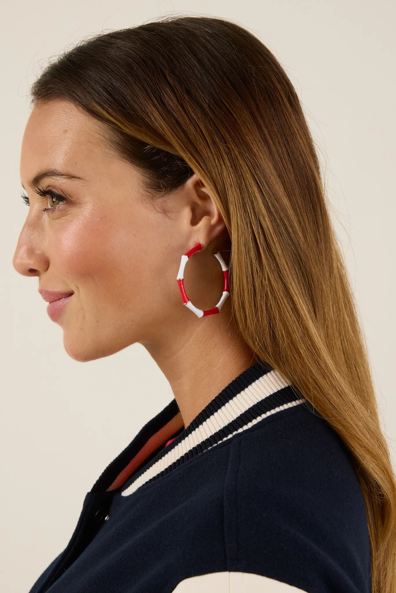 Francesca Hoop Earrings- Red/White
