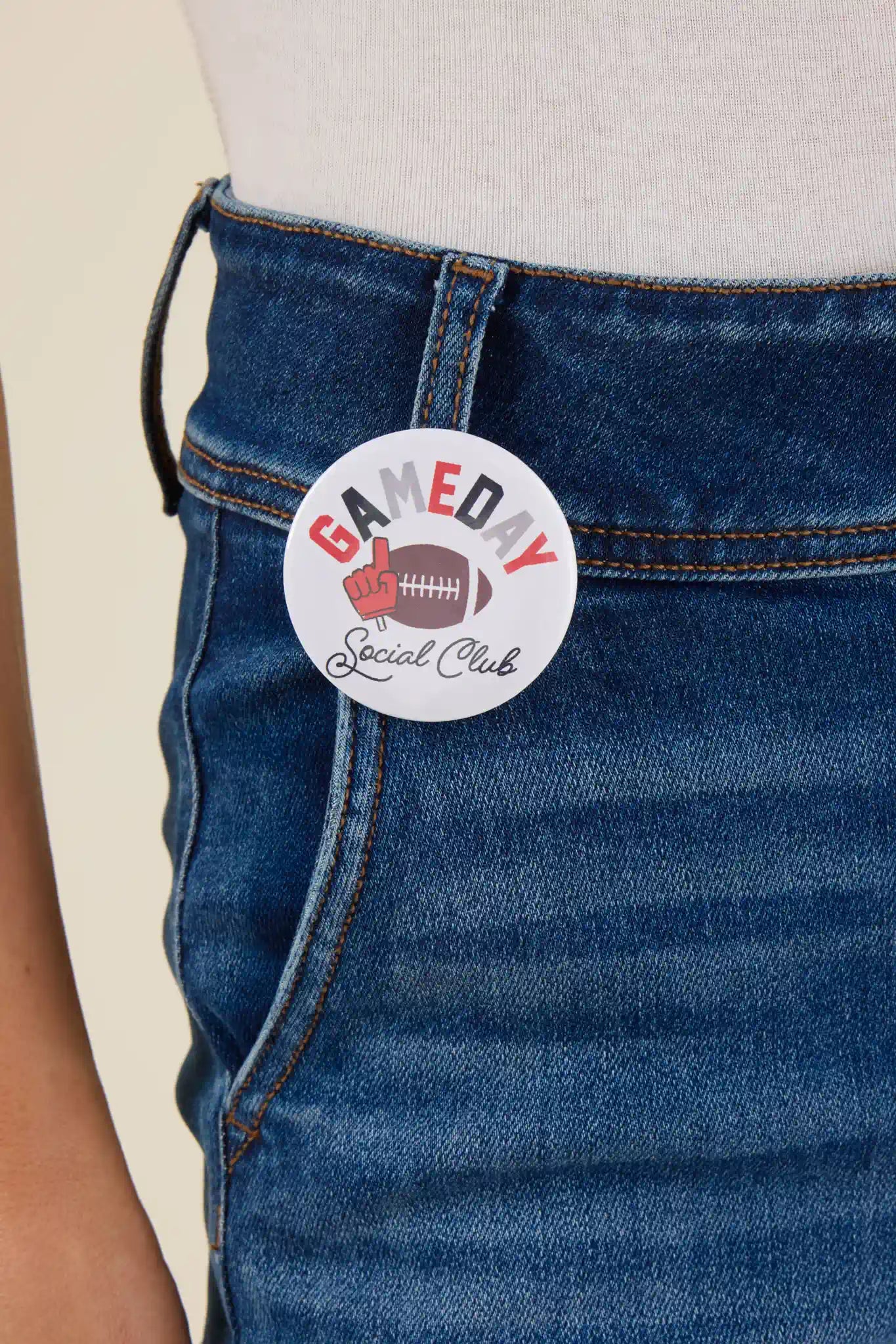 Game Day Button- Black/Red