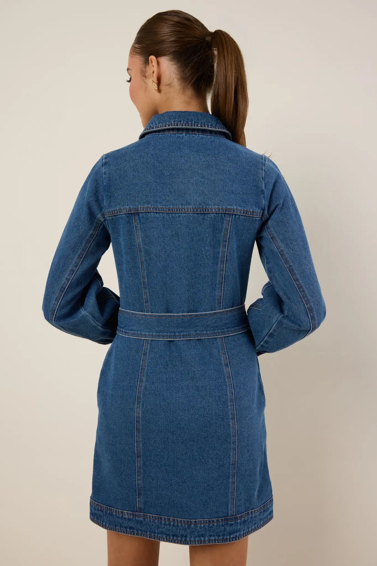 Adrienne Denim Button Up Short Dress