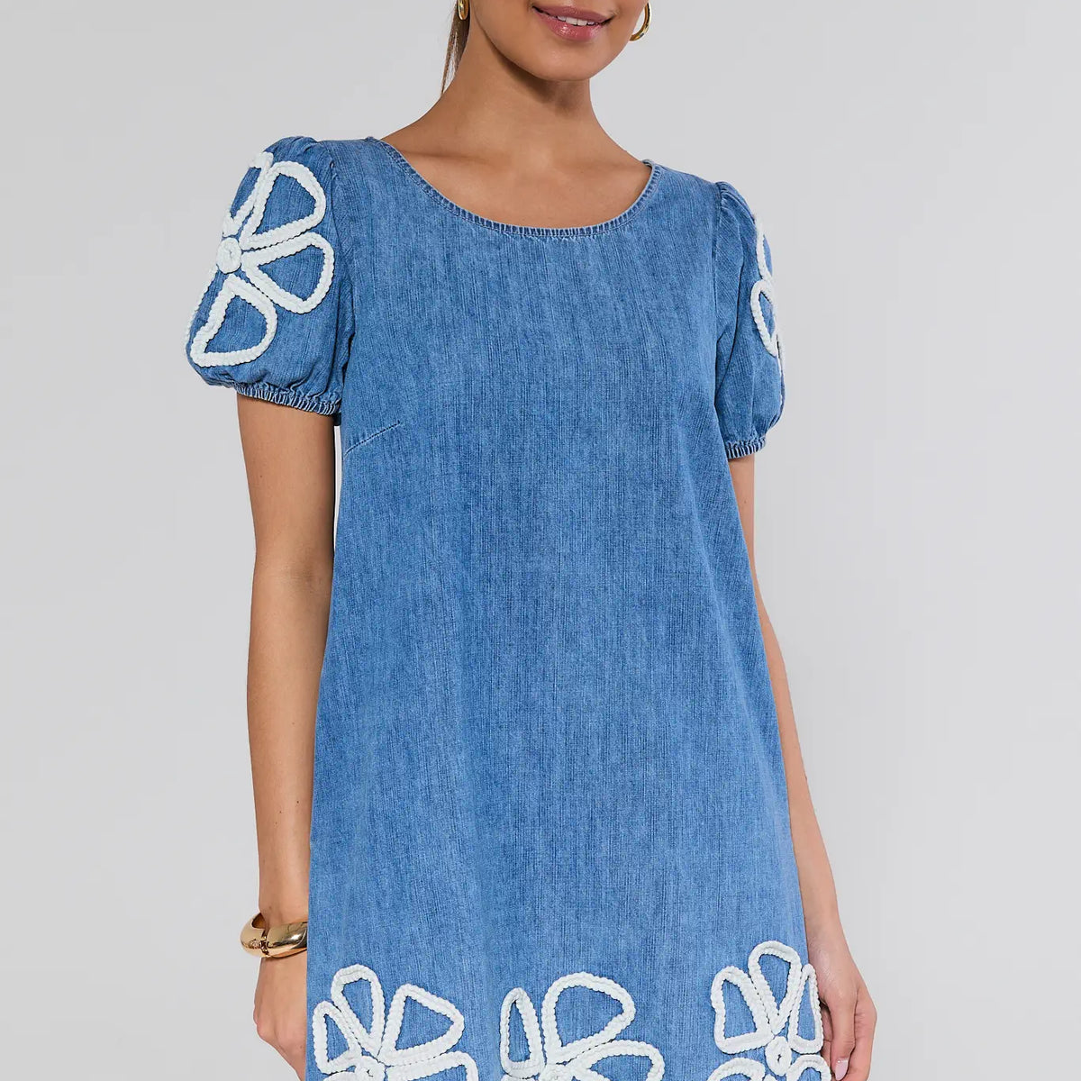 Women's Denim Embroidered Dress | Avara