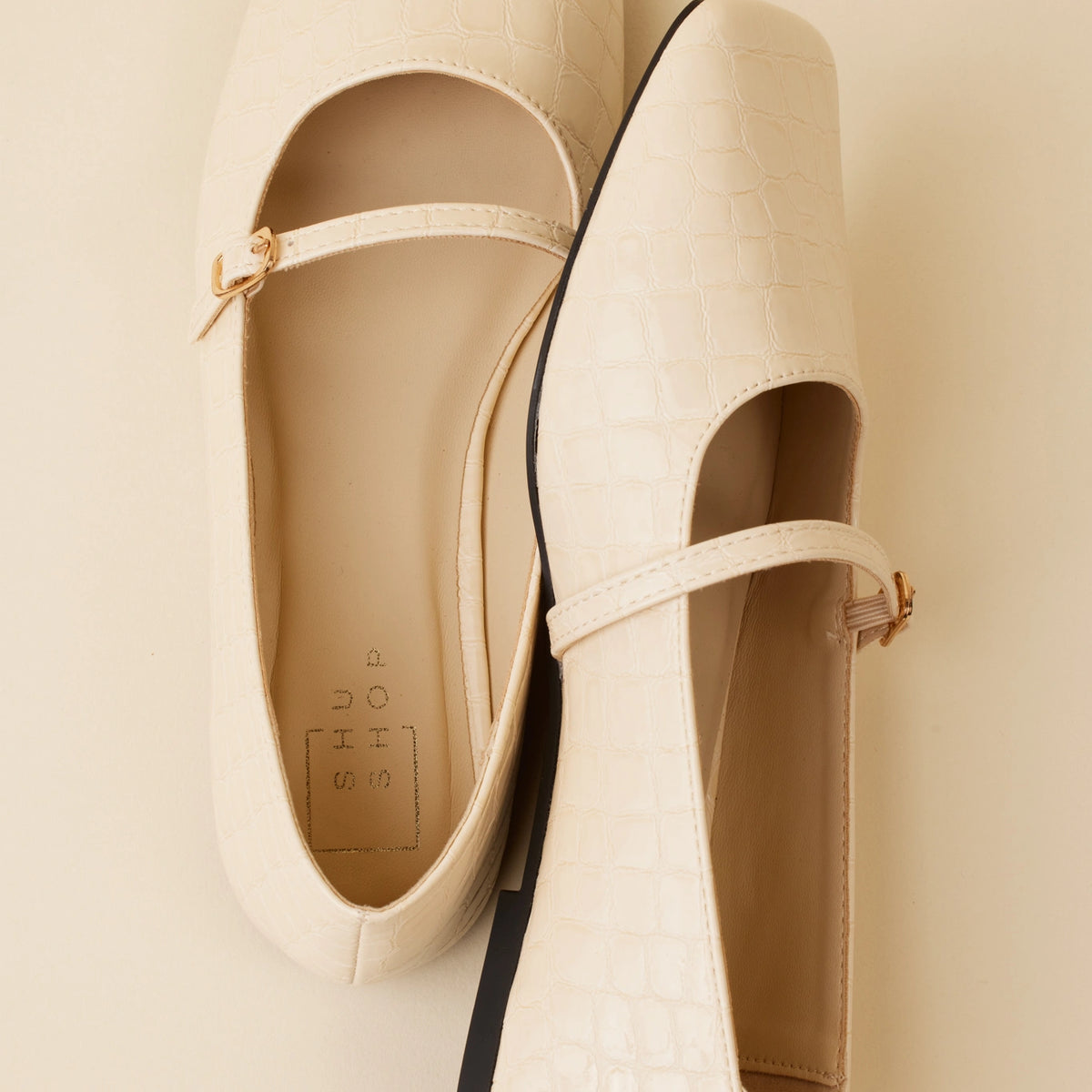 Adele Ivory Croc Flats