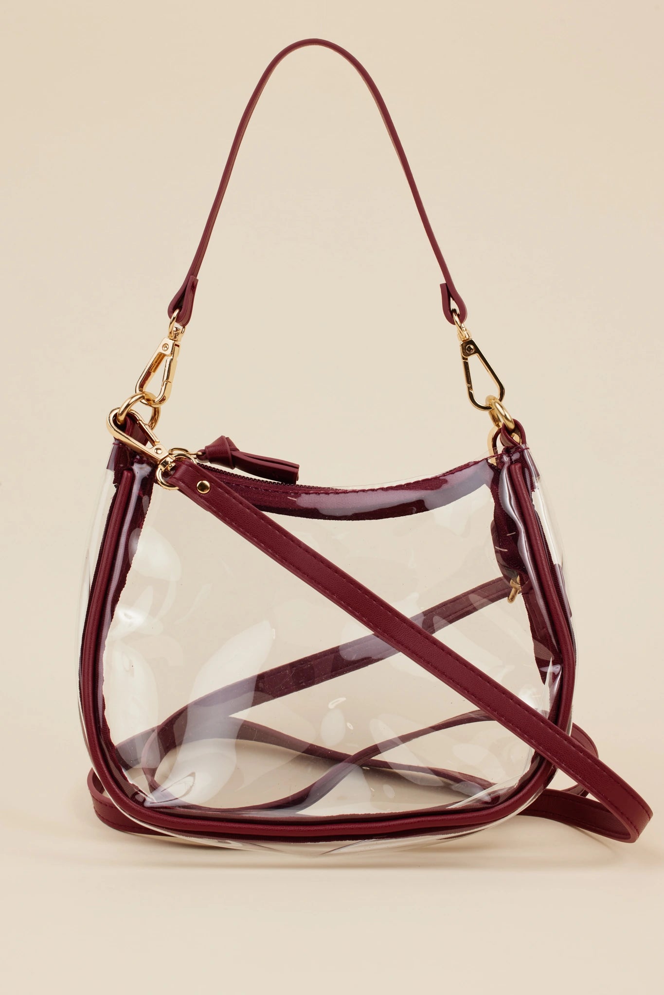 Clear Game Day Bag- Maroon