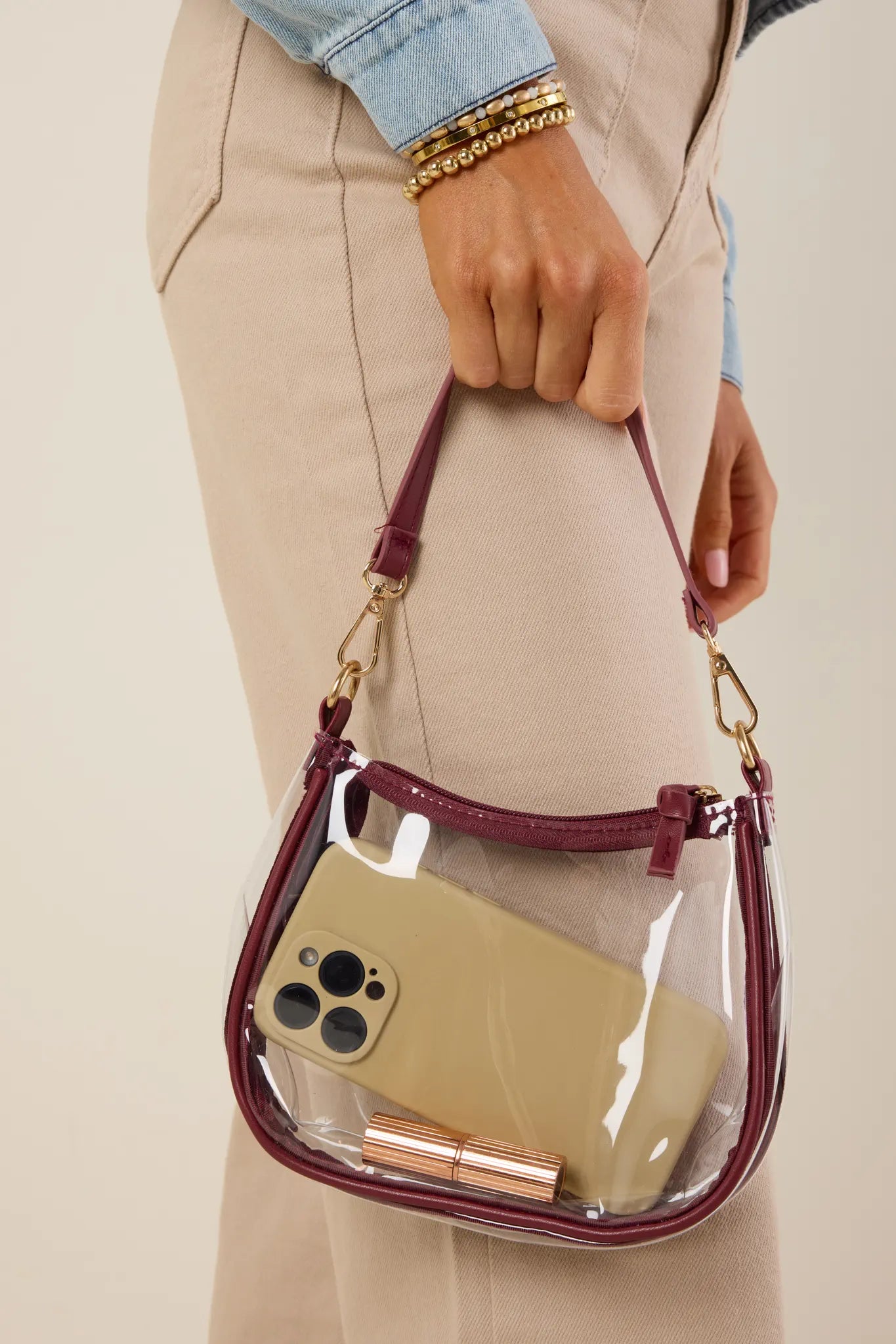Clear Game Day Bag- Maroon