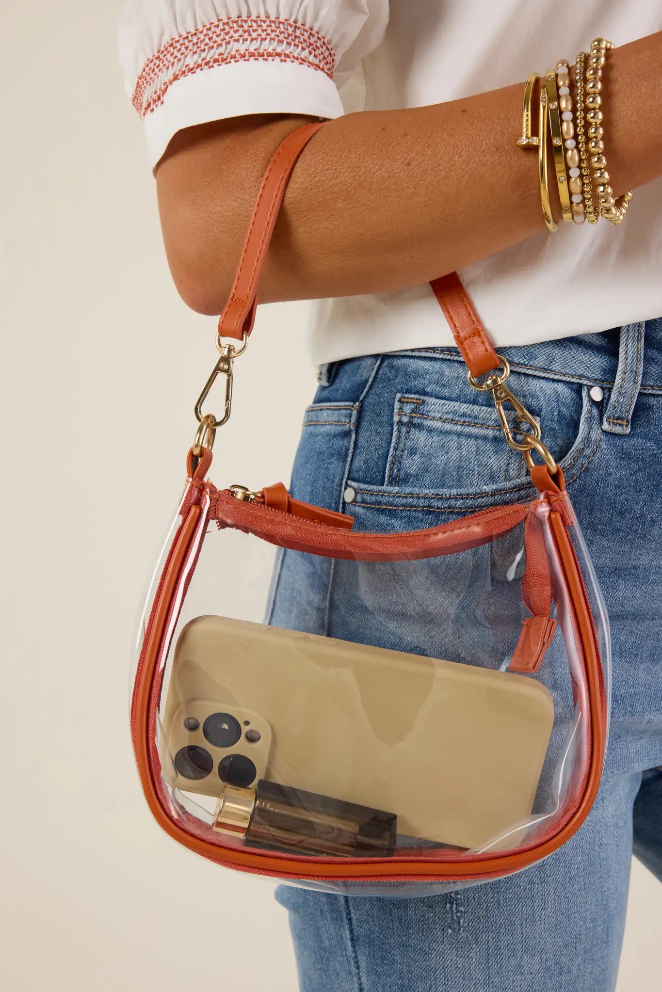 Clear Game Day Bag- Burnt Orange