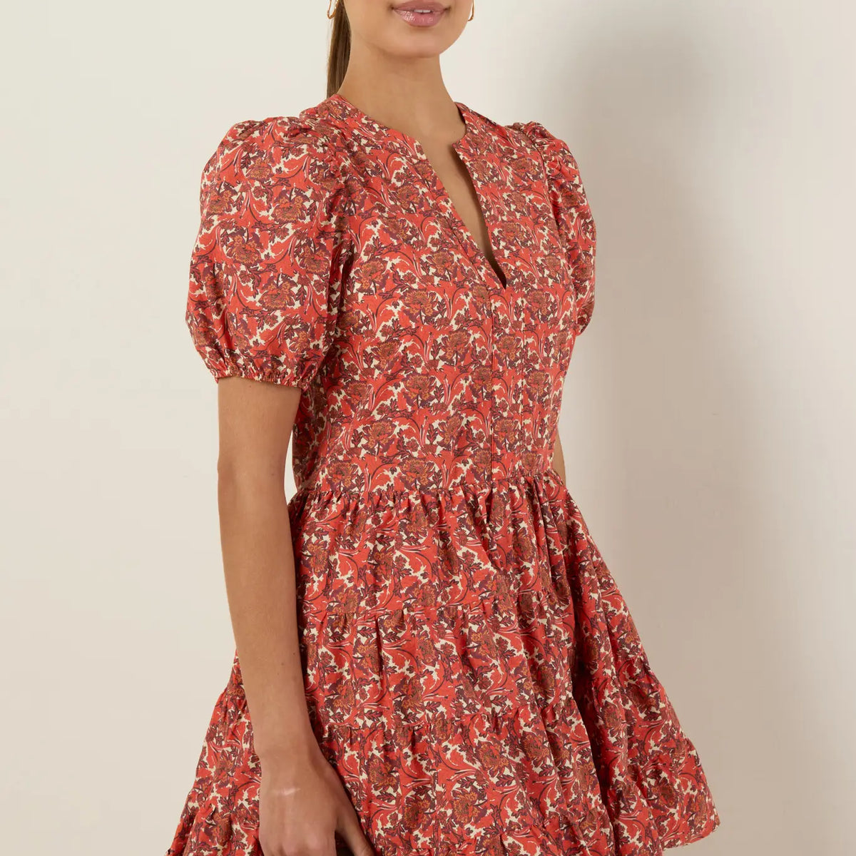Meredith Orange Floral Short Dress
