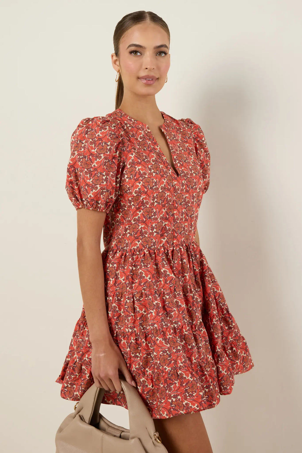 fitted lace wedding dress Teresa Red Floral Short Dress