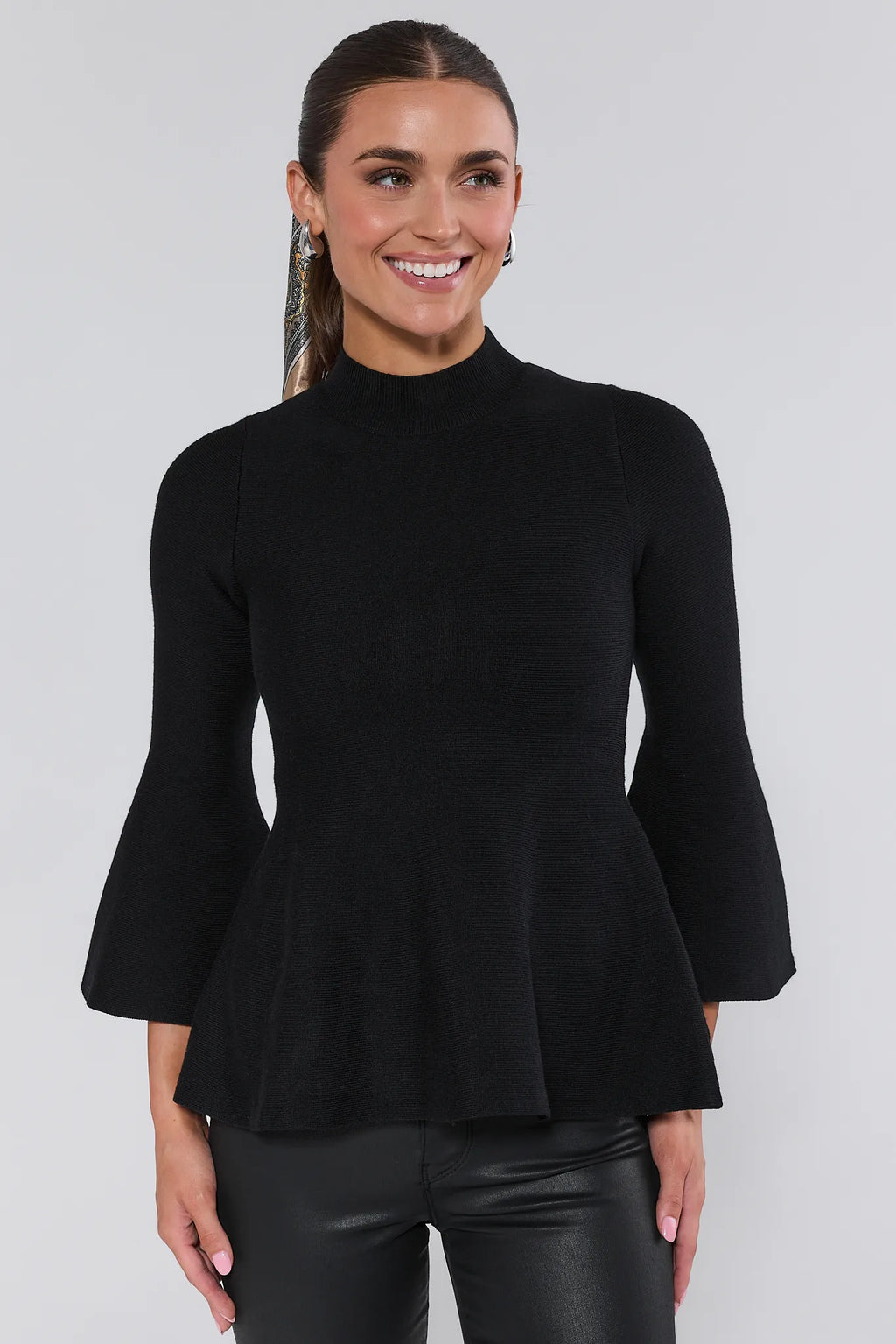Missy Black Knit Peplum Top | Avara